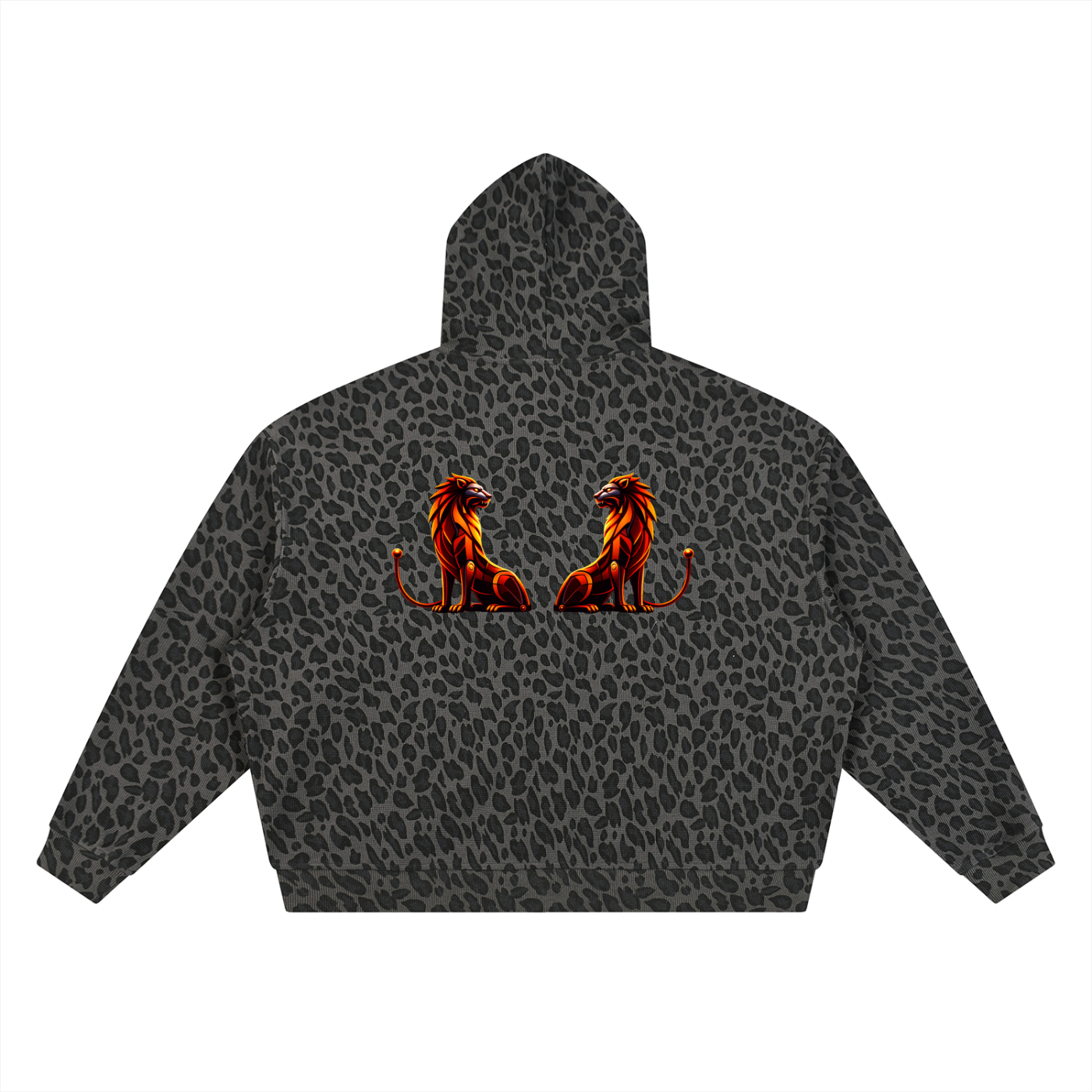 Trixy Corp New logo  Leopard Print Waffle Full Zip Hoodie