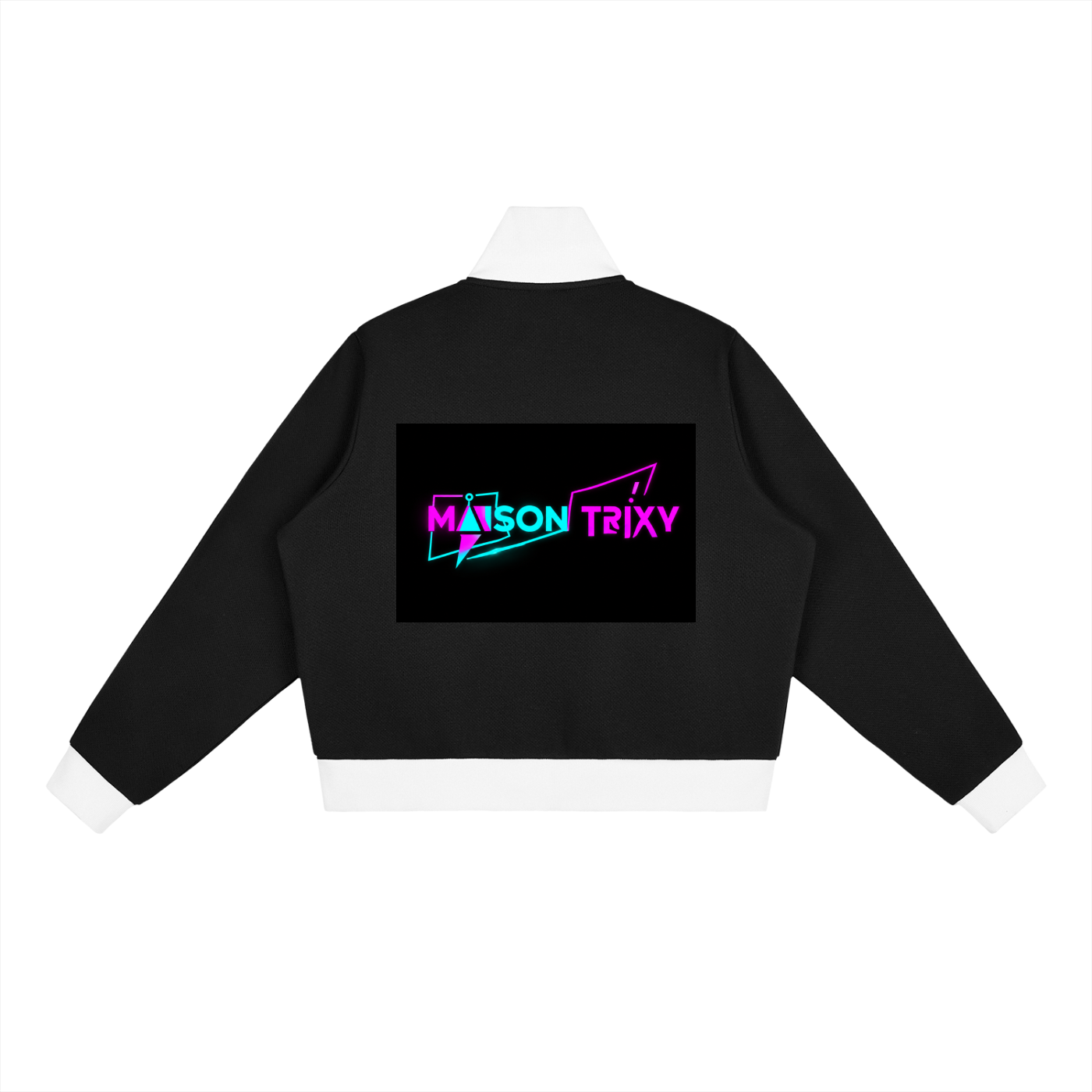 Maison Trixy Contrast Side Stripe Fleece Cropped Track Jacket