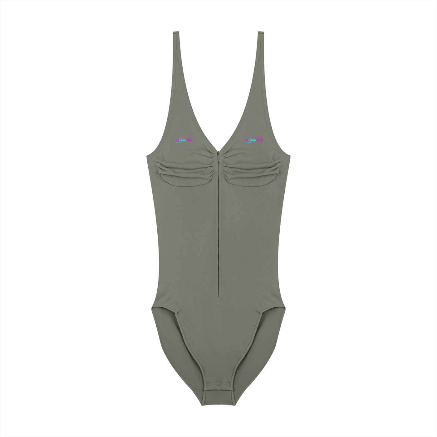 Maison Trixy Women’s Full-Zip Ruched Bodysuit