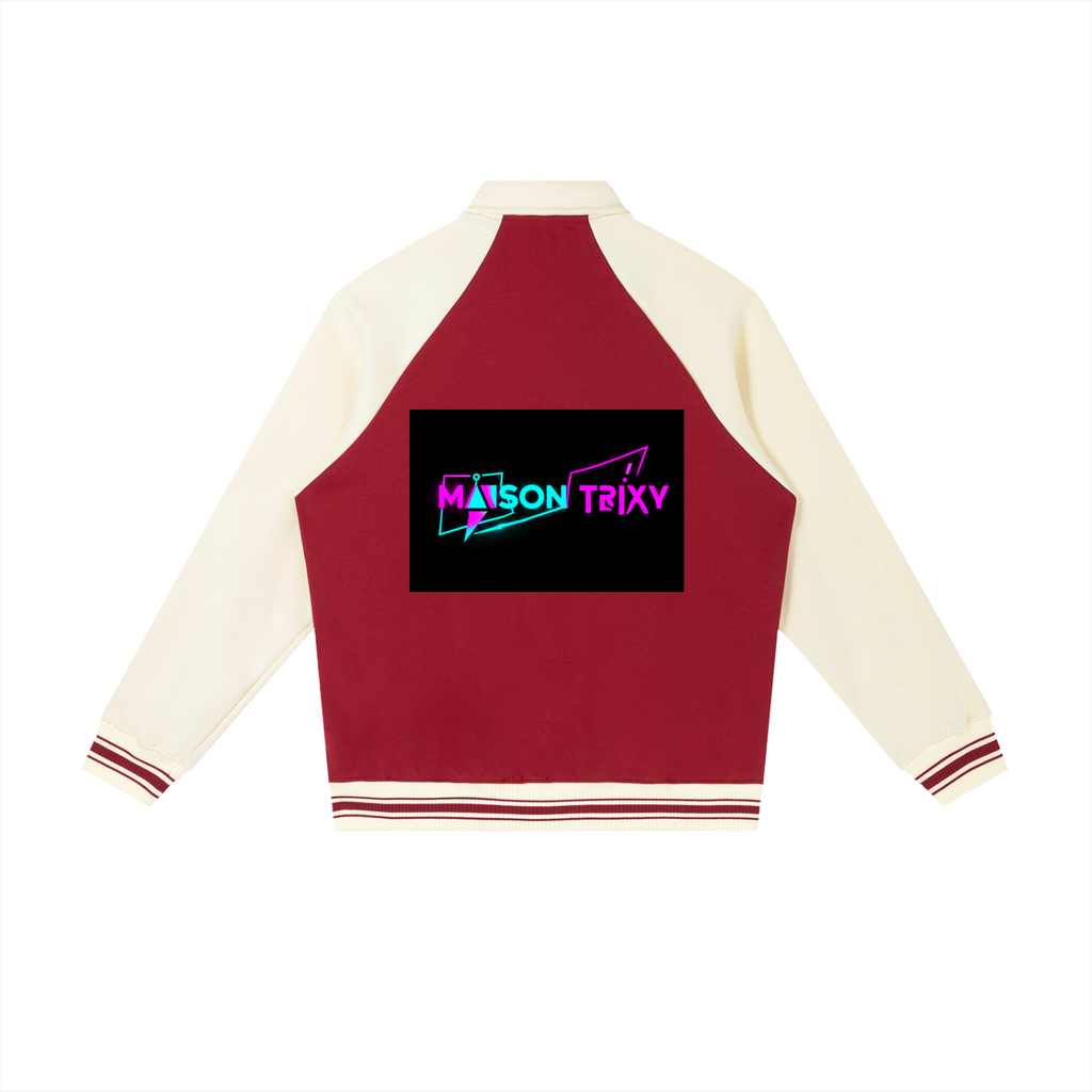 Maison Trixy Contrast Raglan Sleeve Baseball Jacket