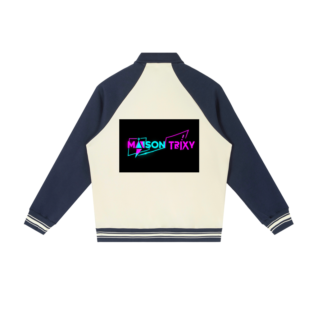 Maison Trixy Contrast Raglan Sleeve Baseball Jacket