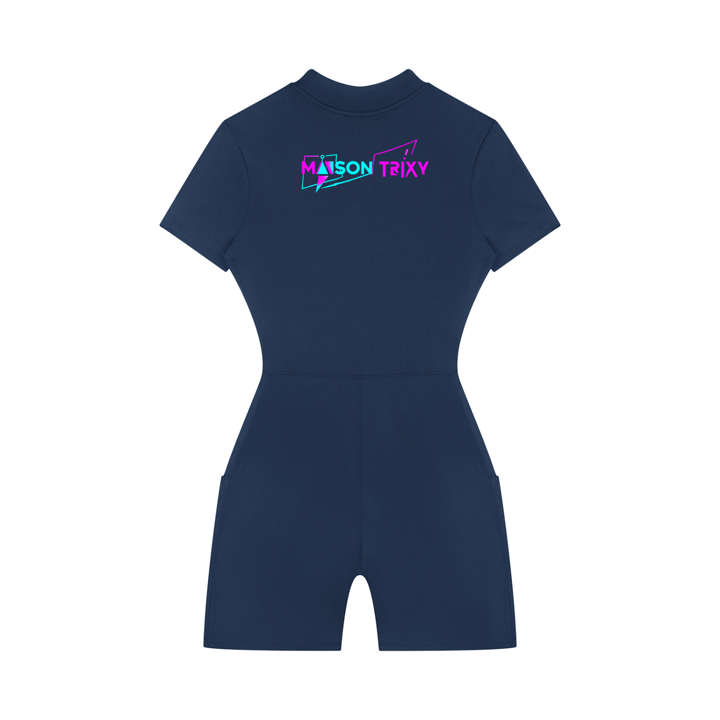 Maison Trixy Women's Quarter-Zip Short Sleeve Romper