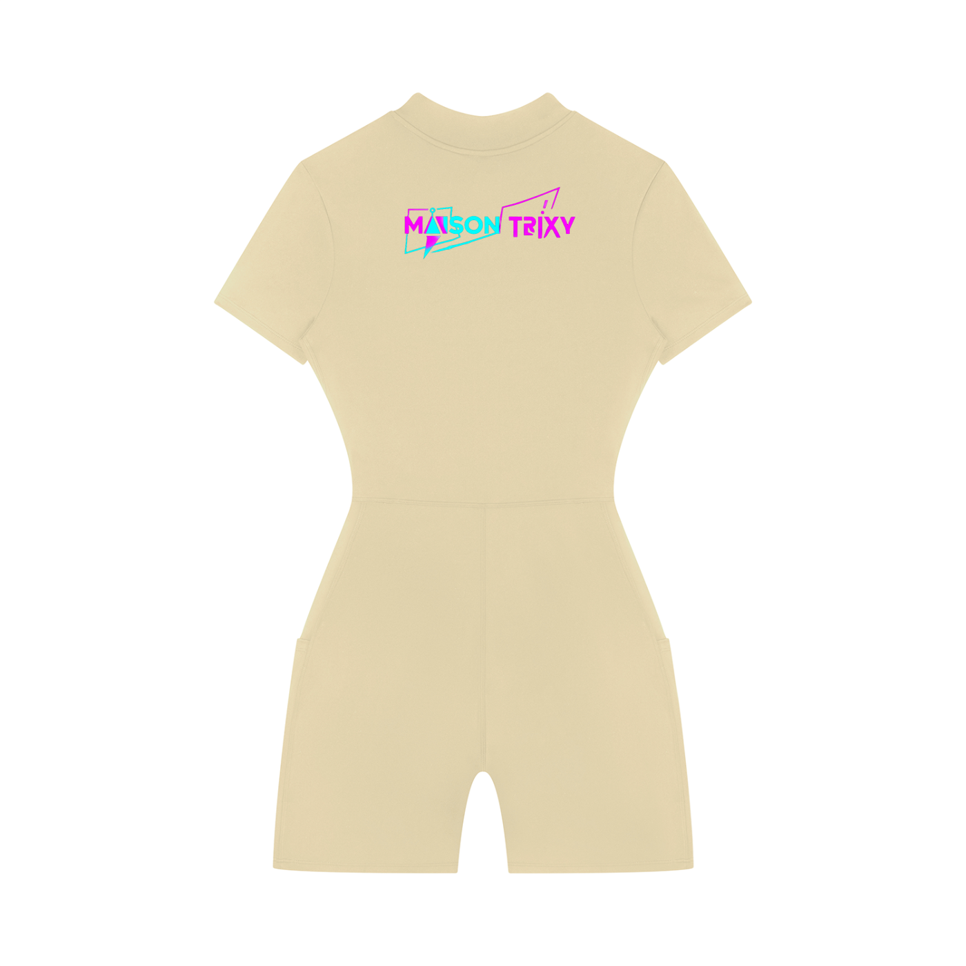 Maison Trixy Women's Quarter-Zip Short Sleeve Romper