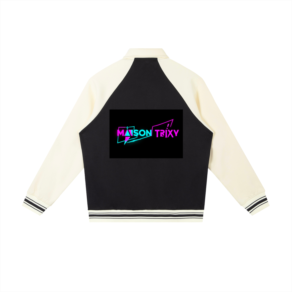 Maison Trixy Contrast Raglan Sleeve Baseball Jacket