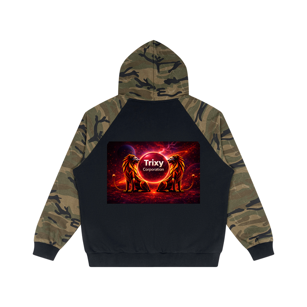 Trixy Corp New logo Camo-Splice Raglan Zip Hoodie