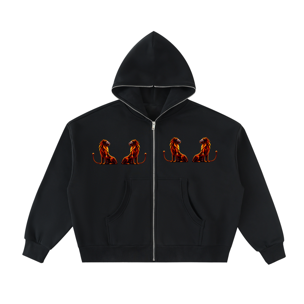 Trixy Corp New logo Fleeced Full-Zip Boxy Hoodie