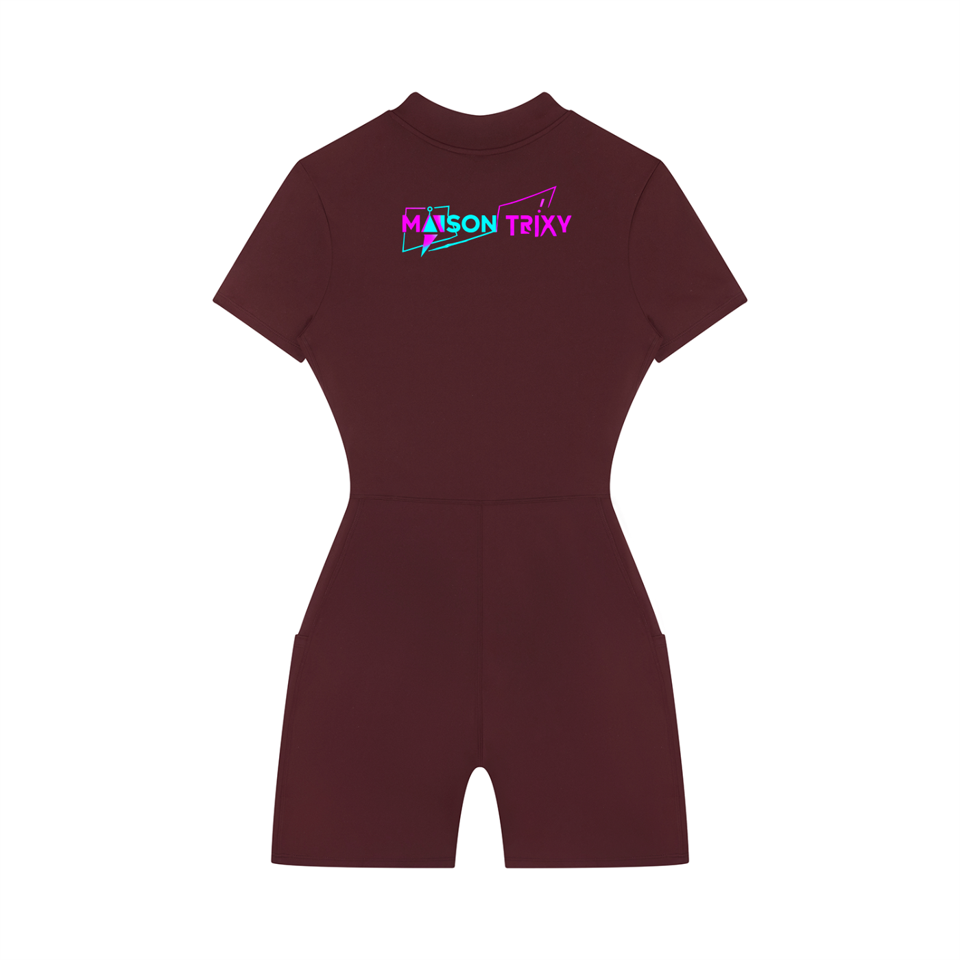 Maison Trixy Women's Quarter-Zip Short Sleeve Romper