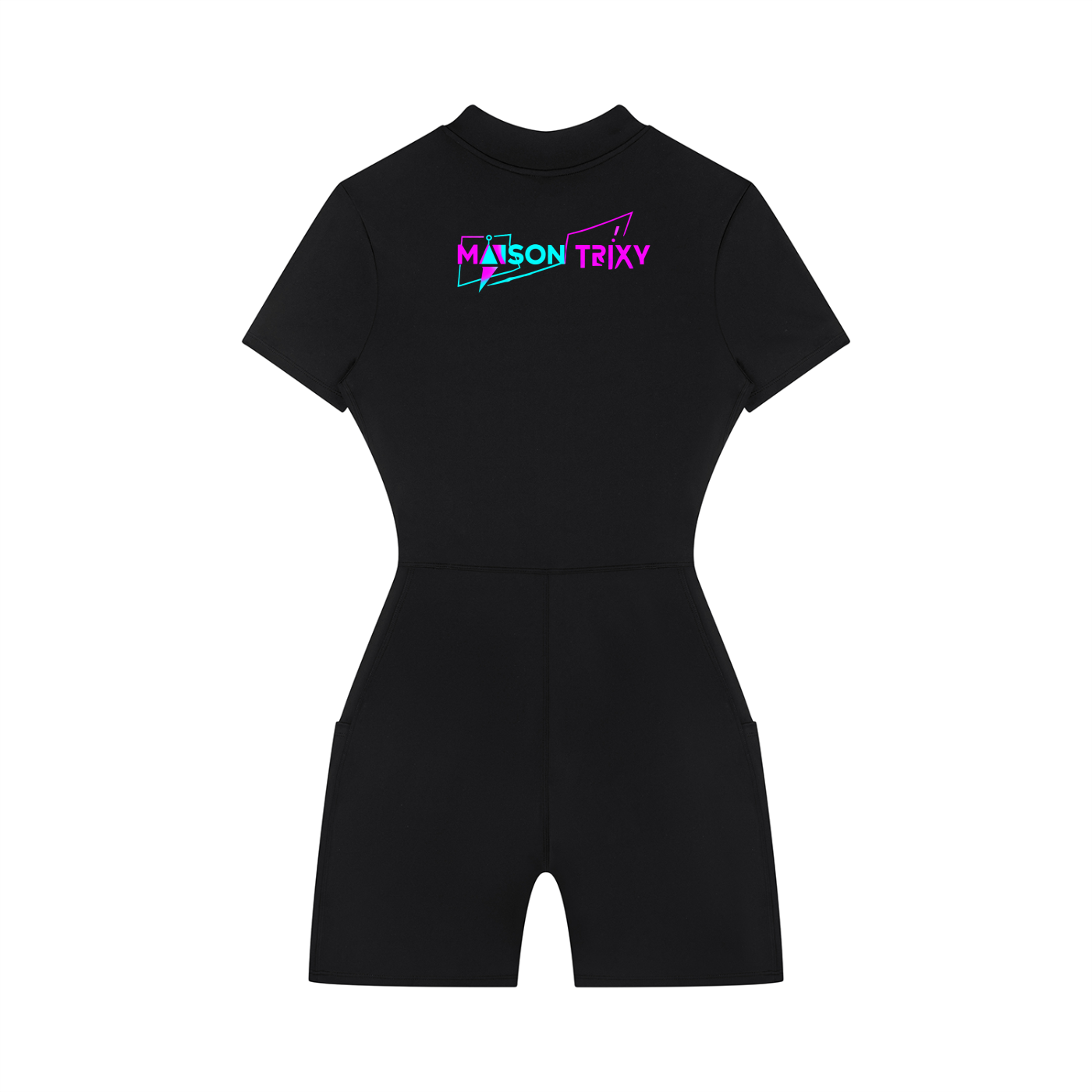 Maison Trixy Women's Quarter-Zip Short Sleeve Romper