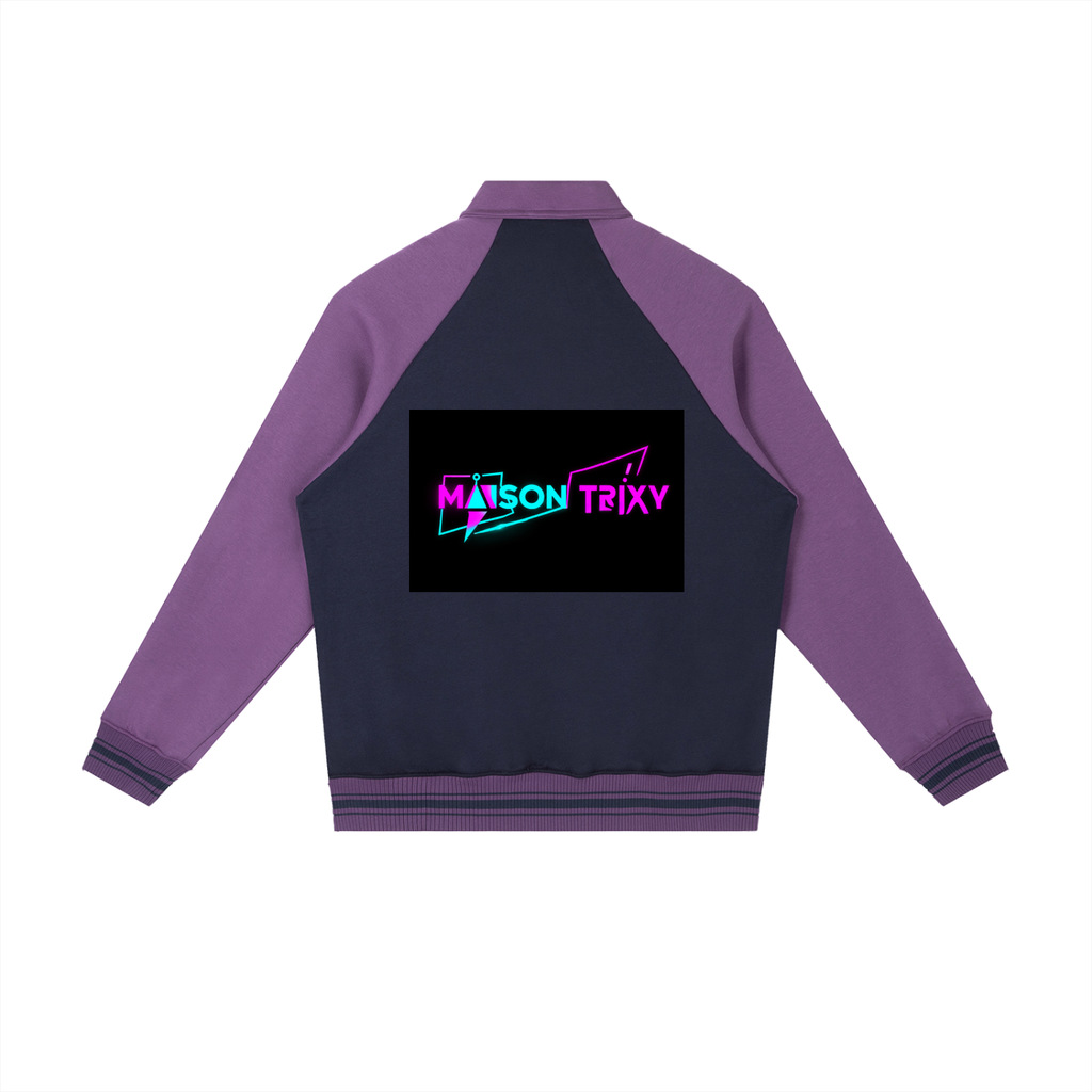 Maison Trixy Contrast Raglan Sleeve Baseball Jacket