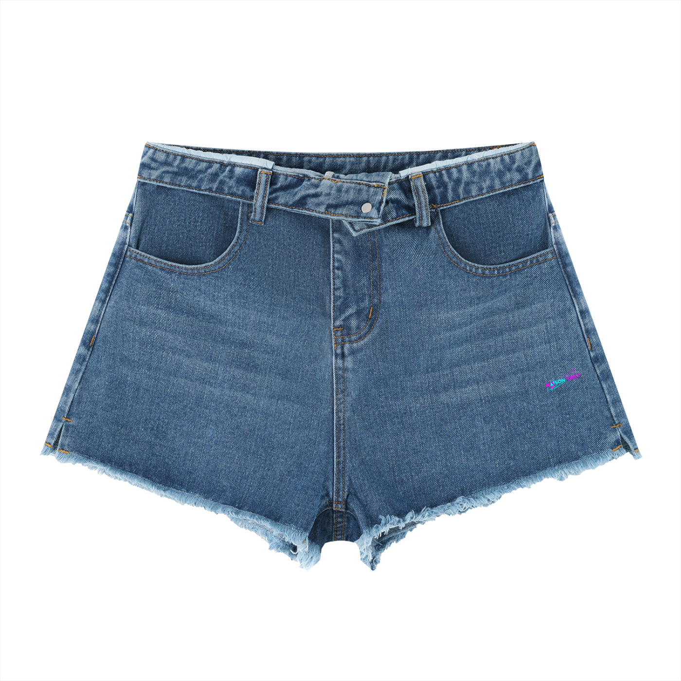 Maison Trixy Women’s Vintage Wash High Rise Denim Shorts