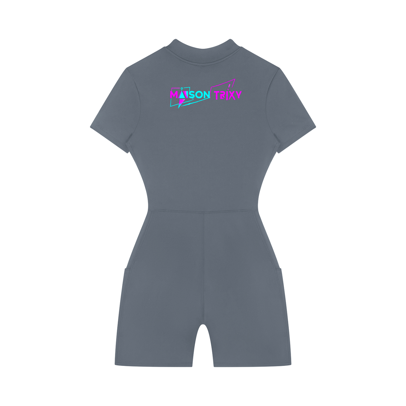 Maison Trixy Women's Quarter-Zip Short Sleeve Romper