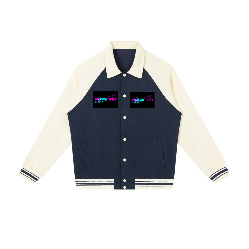 Maison Trixy Contrast Raglan Sleeve Baseball Jacket
