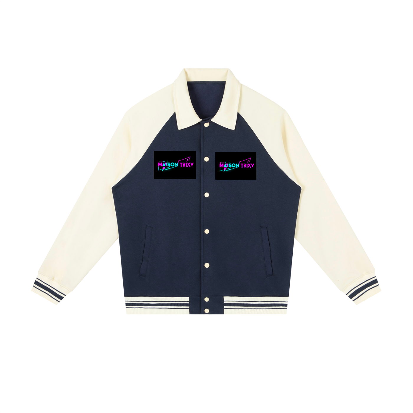 Maison Trixy Contrast Raglan Sleeve Baseball Jacket