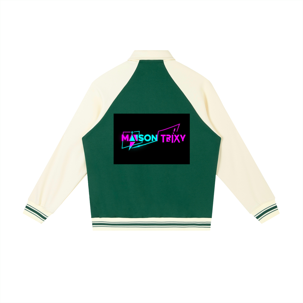 Maison Trixy Contrast Raglan Sleeve Baseball Jacket