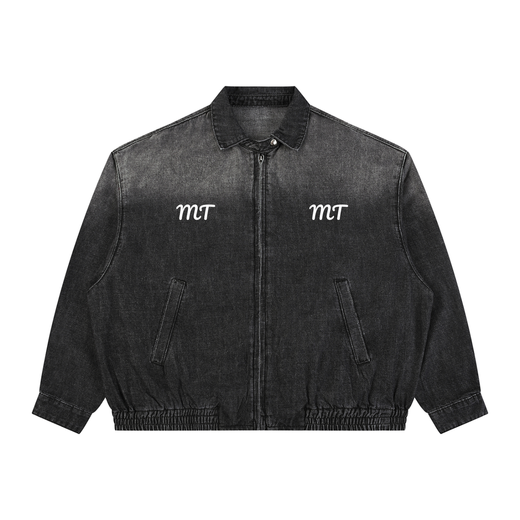 Maison Trixy Vintage Wash Full-Zip Denim Jacket