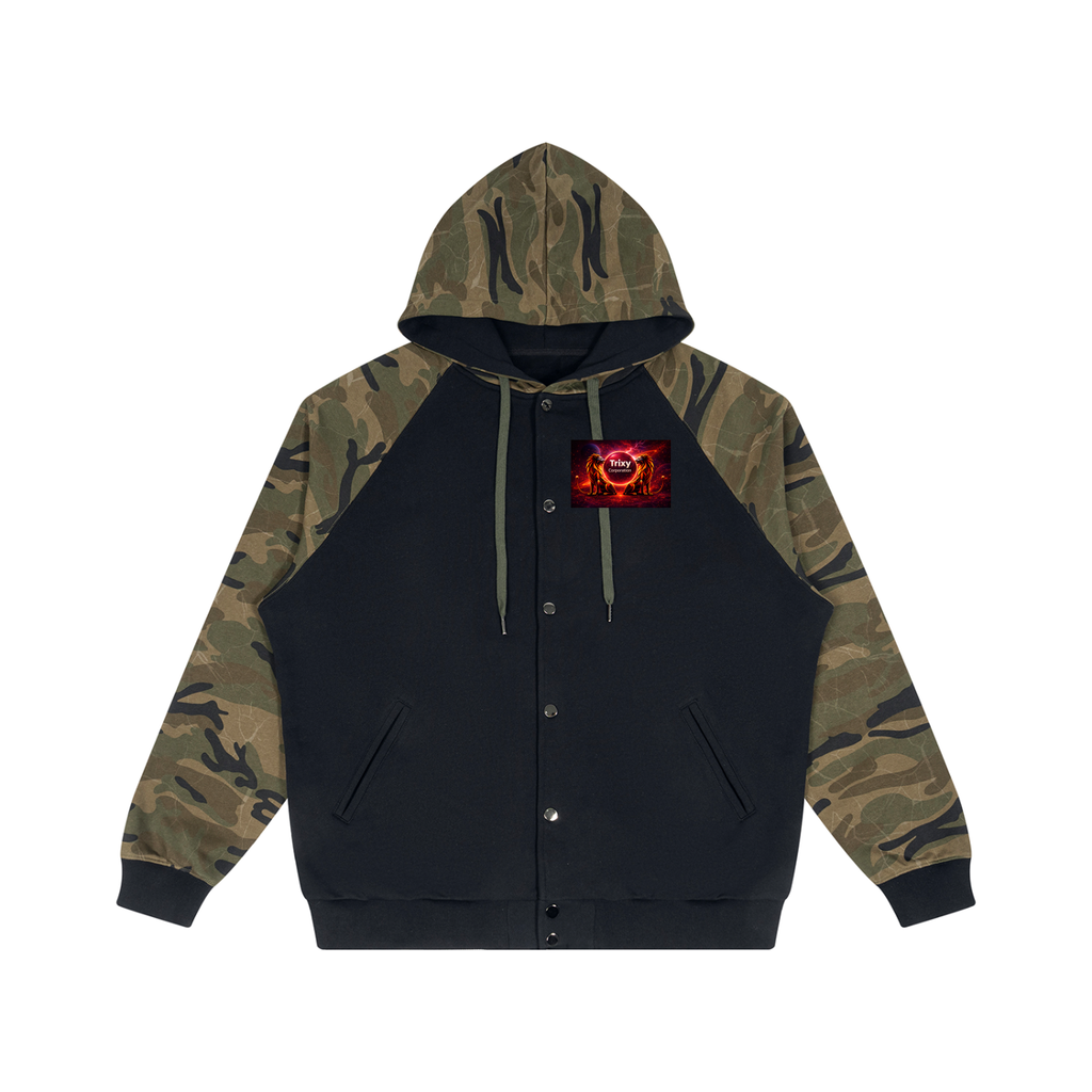 Trixy Corp New logo Camo-Splice Raglan Zip Hoodie
