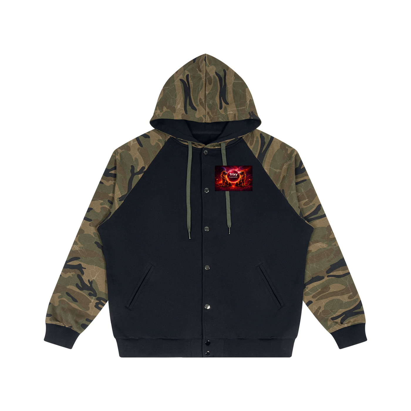Trixy Corp New logo Camo-Splice Raglan Zip Hoodie
