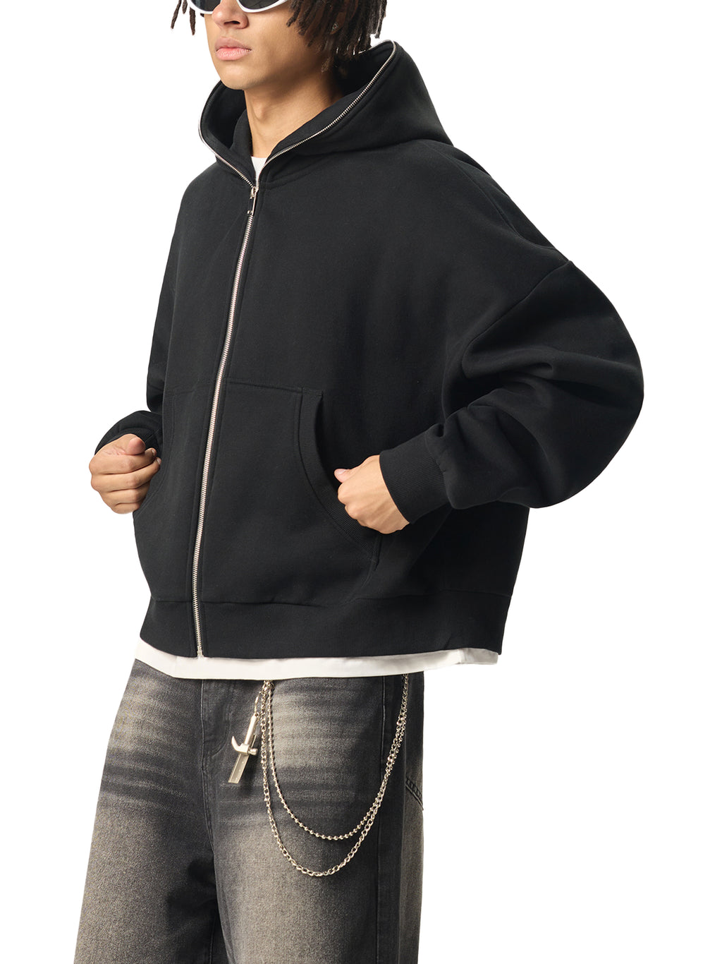 Trixy Corp New logo Fleeced Full-Zip Boxy Hoodie