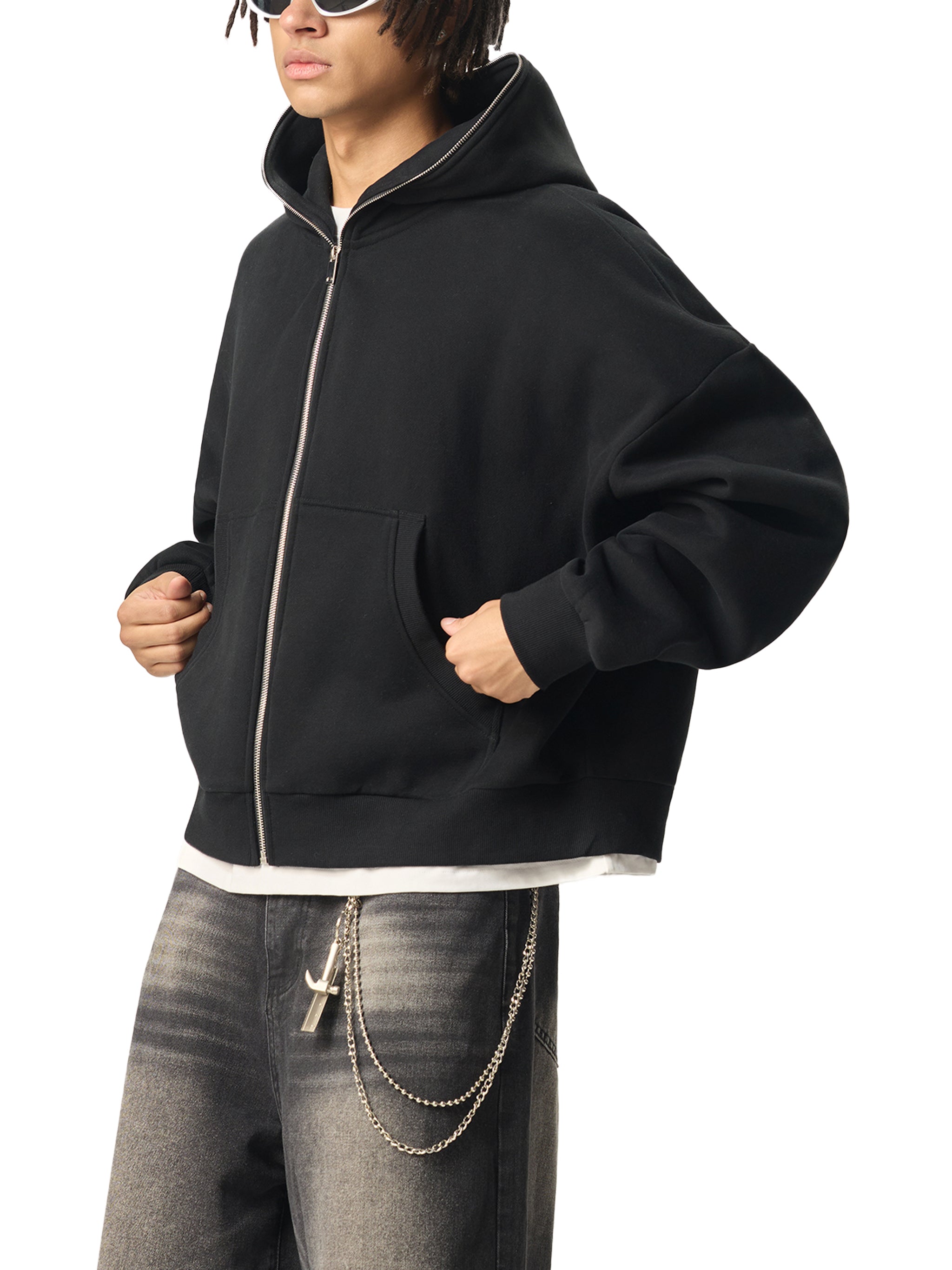 Trixy Corp New logo Fleeced Full-Zip Boxy Hoodie