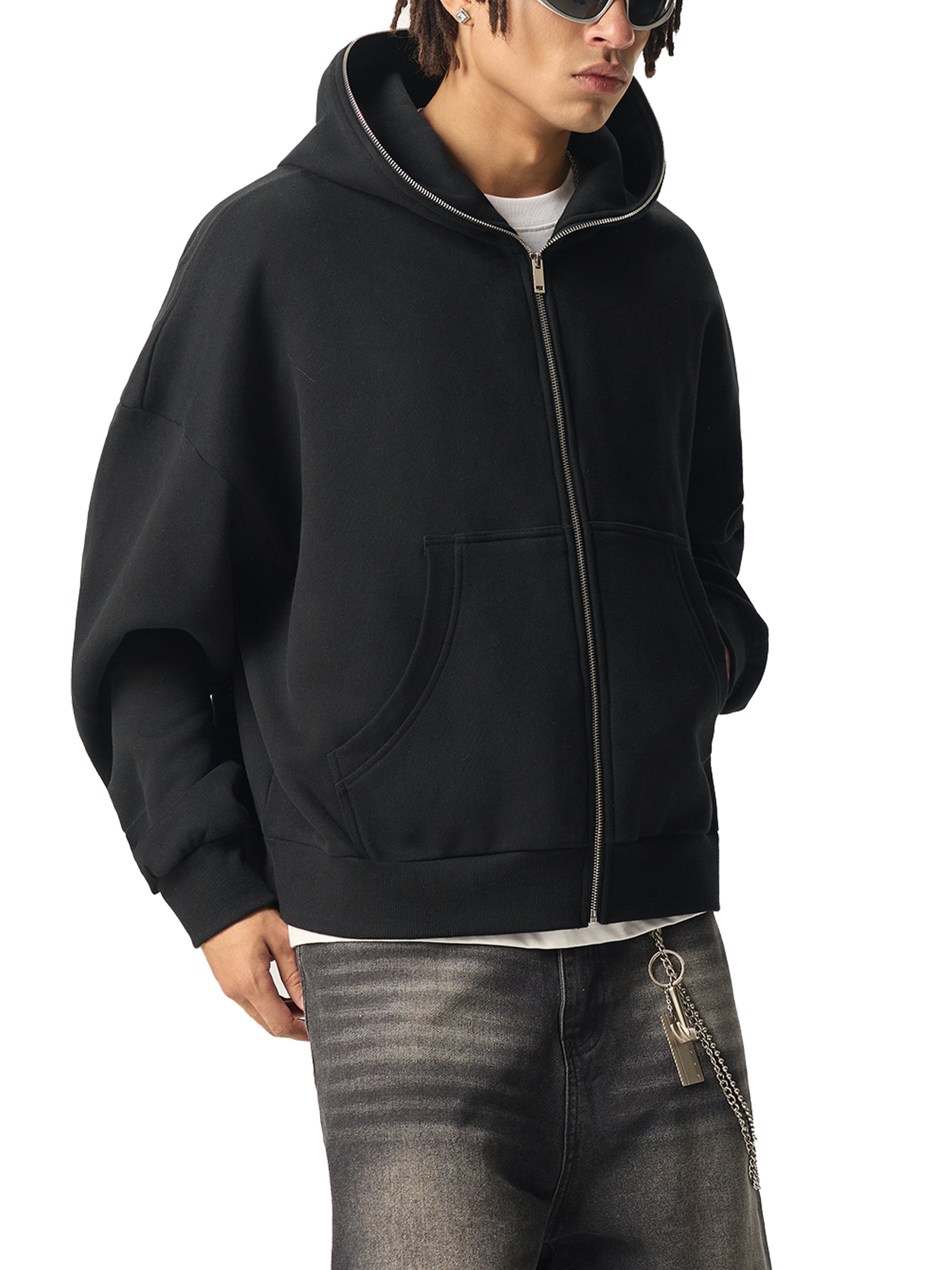 Trixy Corp New logo Fleeced Full-Zip Boxy Hoodie