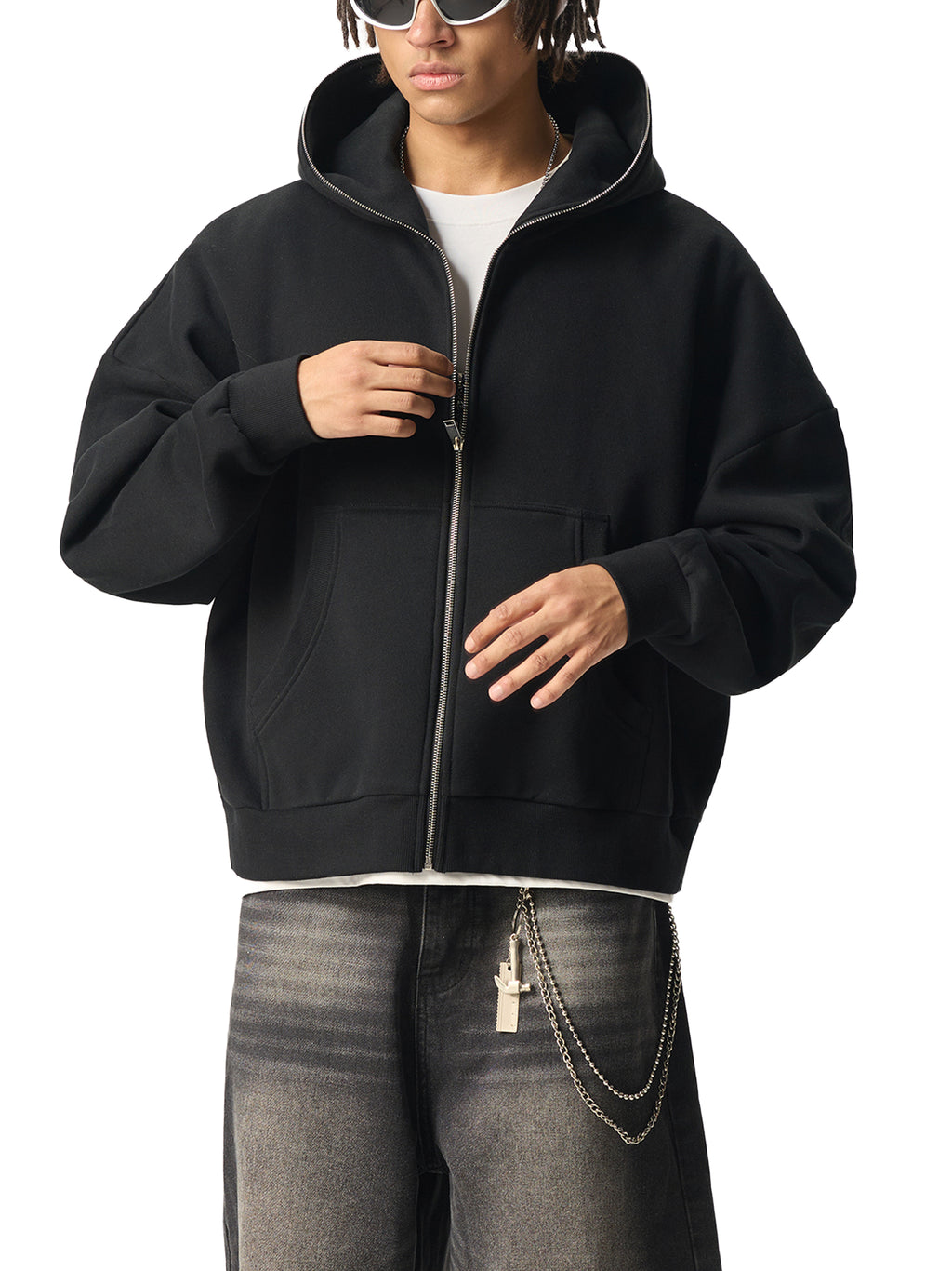 Trixy Corp New logo Fleeced Full-Zip Boxy Hoodie