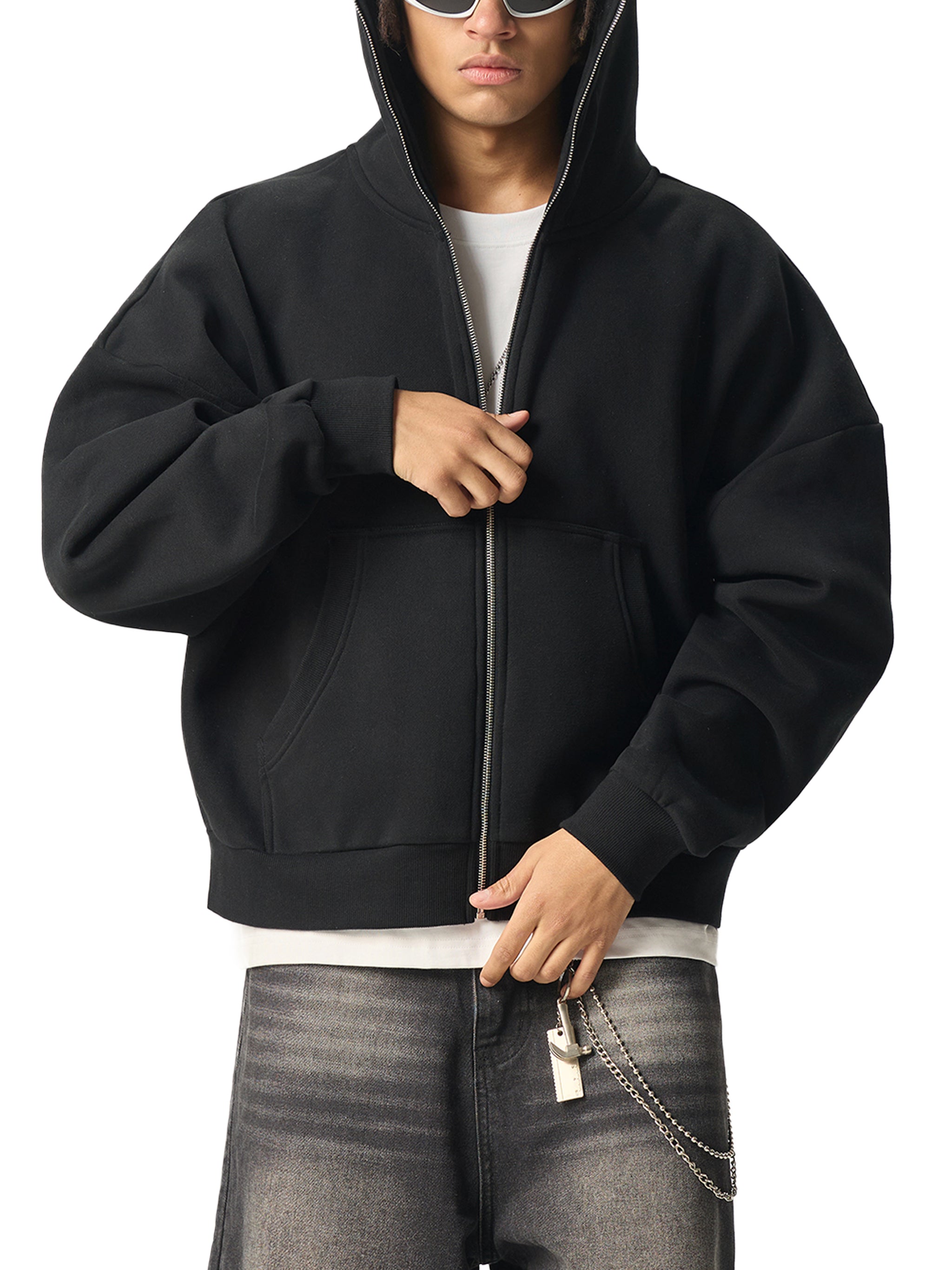 Trixy Corp New logo Fleeced Full-Zip Boxy Hoodie