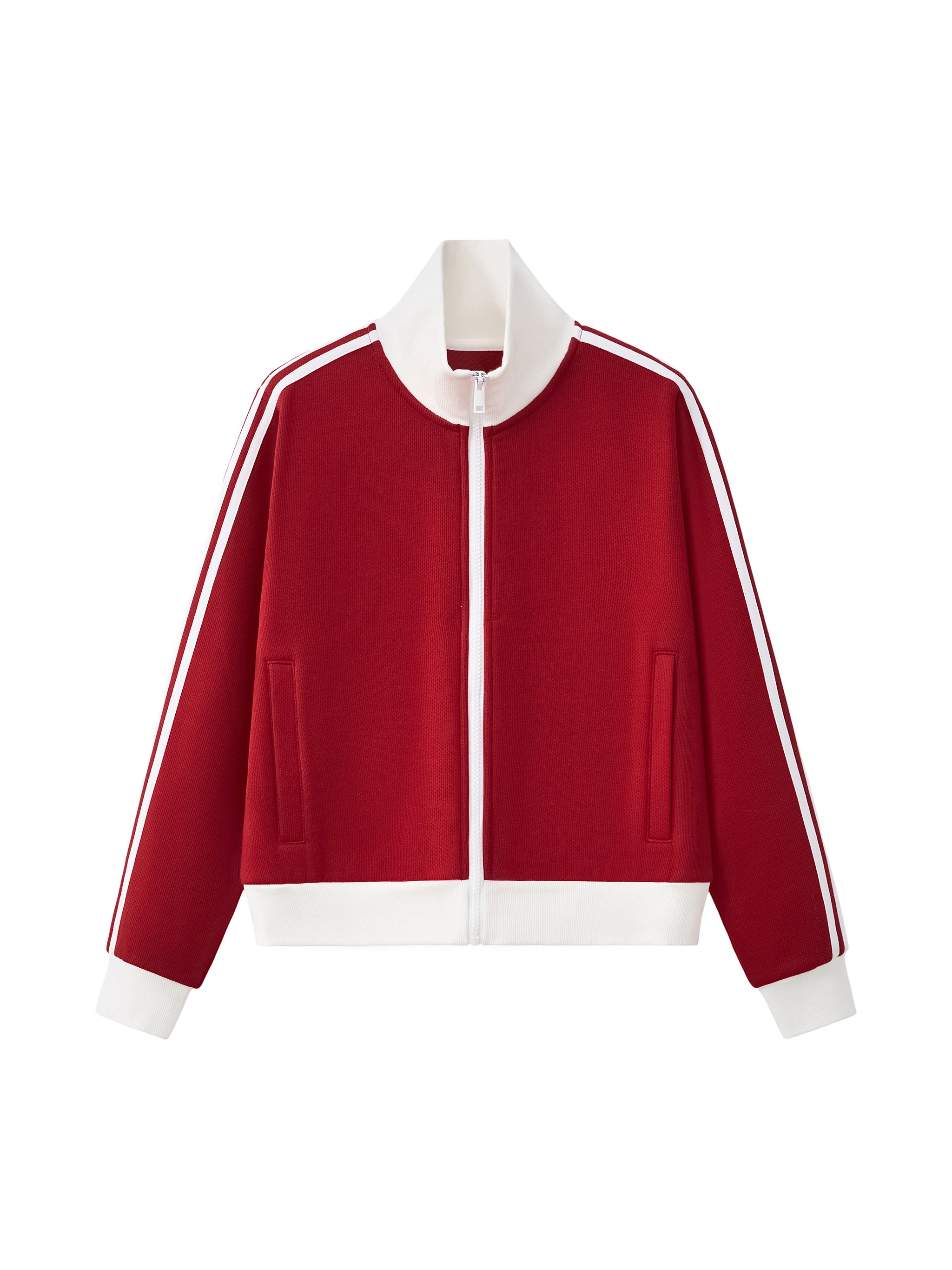 Maison Trixy Contrast Side Stripe Fleece Cropped Track Jacket