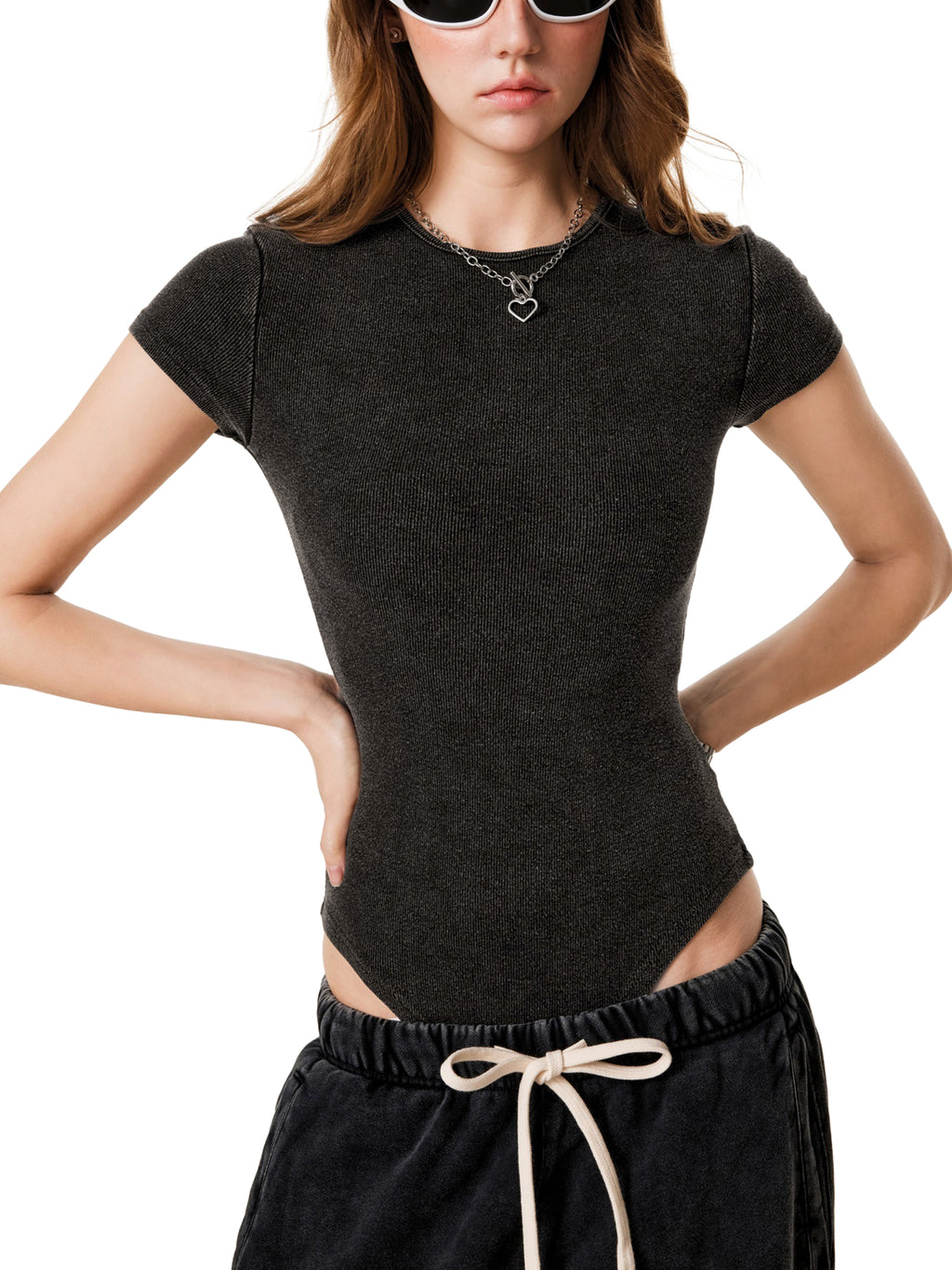 Maison Trixy Women's Mineral Wash Crewneck Bodysuit
