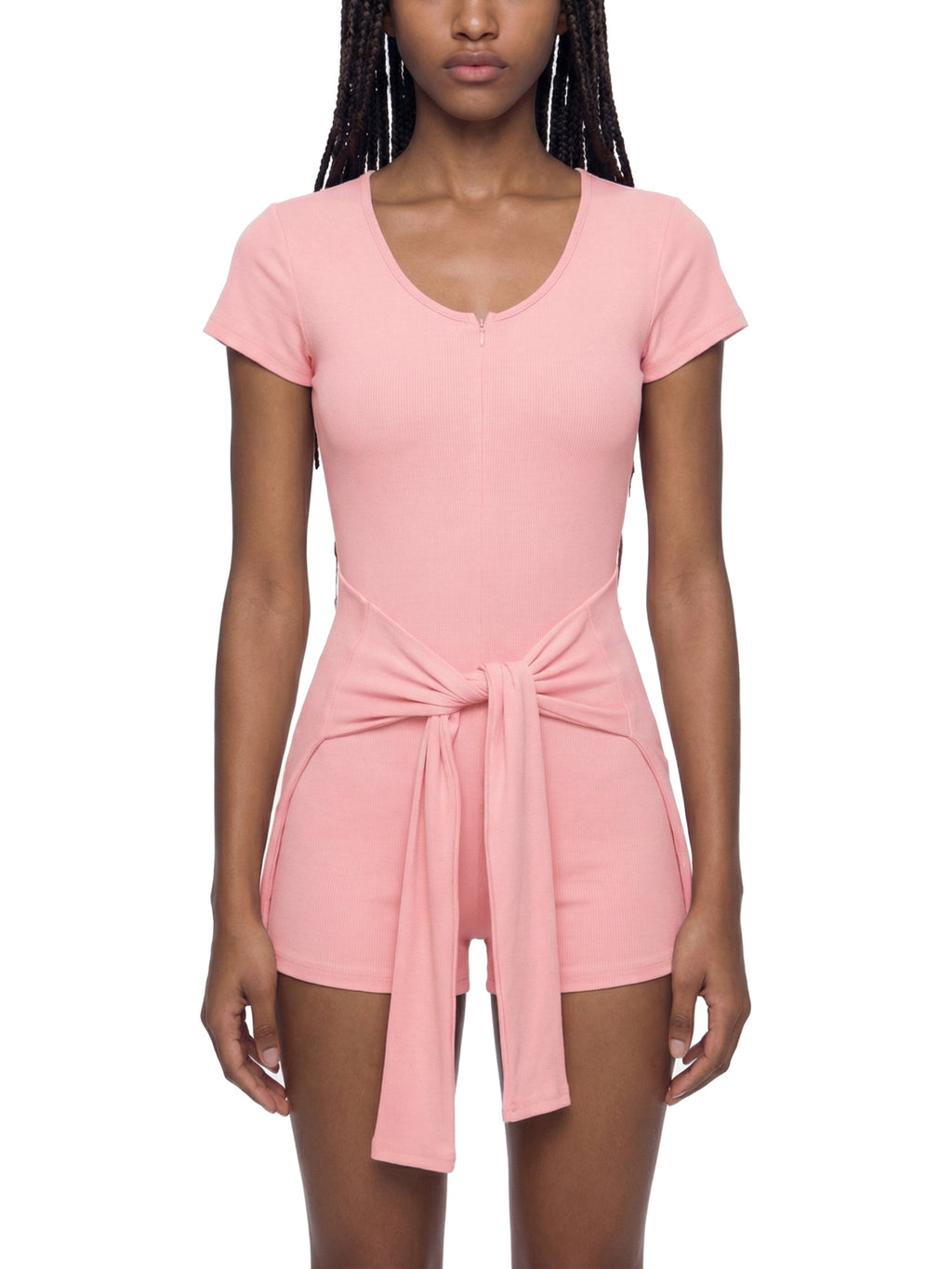 Maison Trixy Women's Dual-Function Cape Tie-Waist Romper