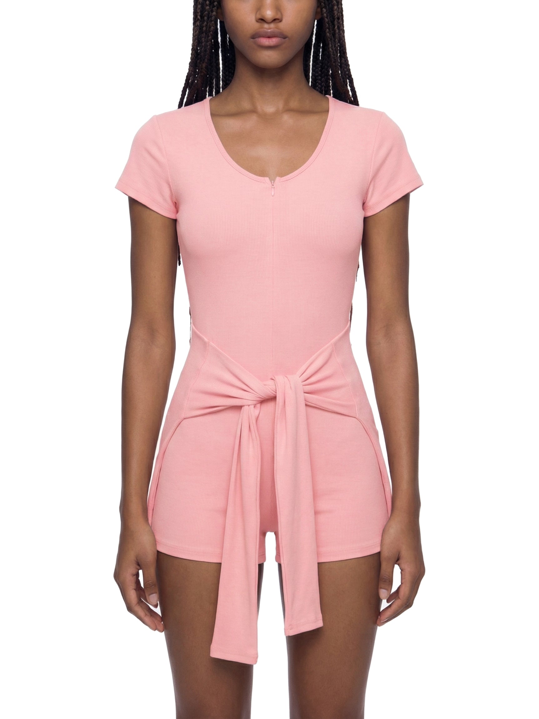 Maison Trixy Women's Dual-Function Cape Tie-Waist Romper