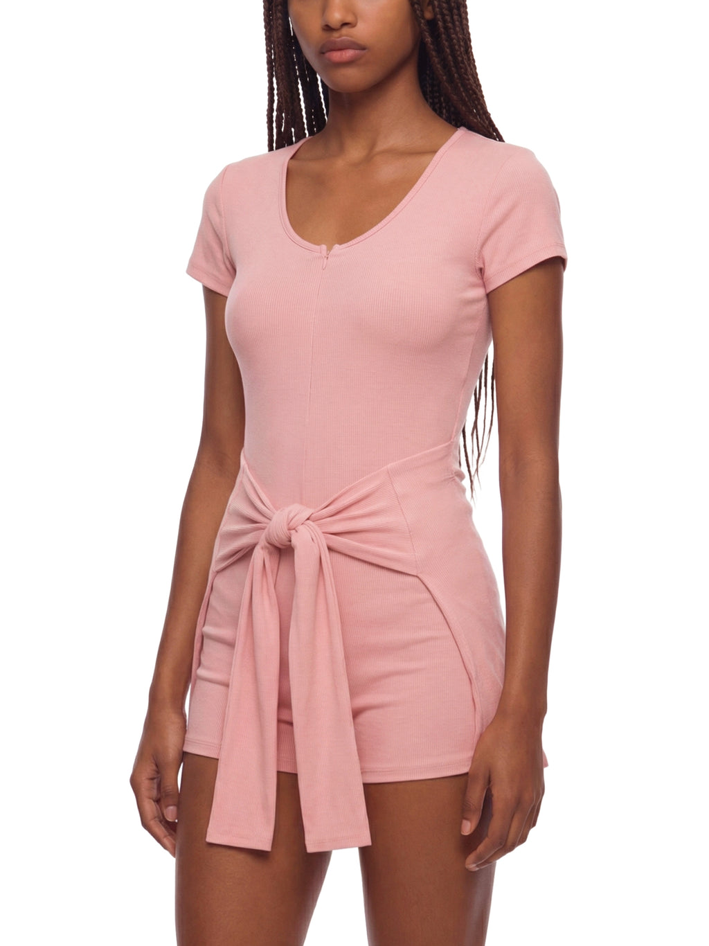 Maison Trixy Women's Dual-Function Cape Tie-Waist Romper