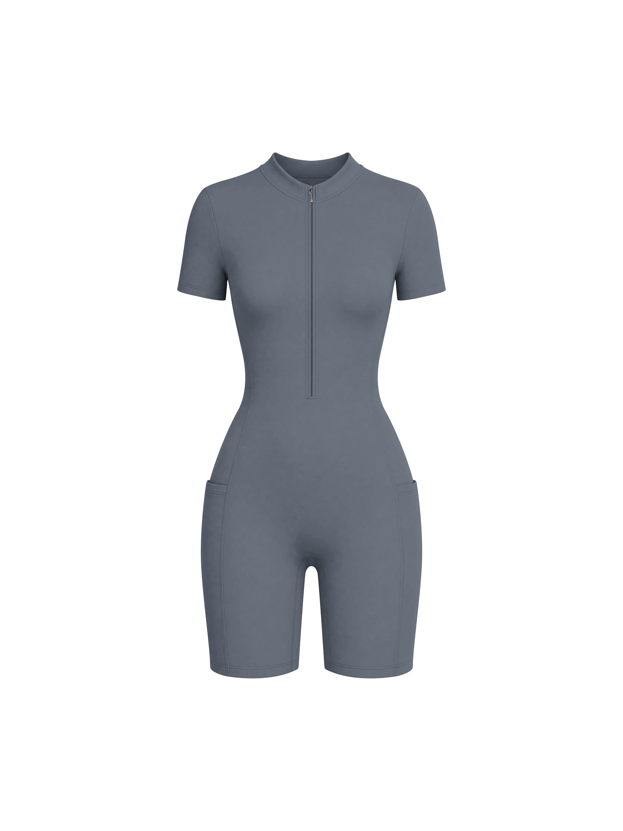 Maison Trixy Women's Quarter-Zip Short Sleeve Romper