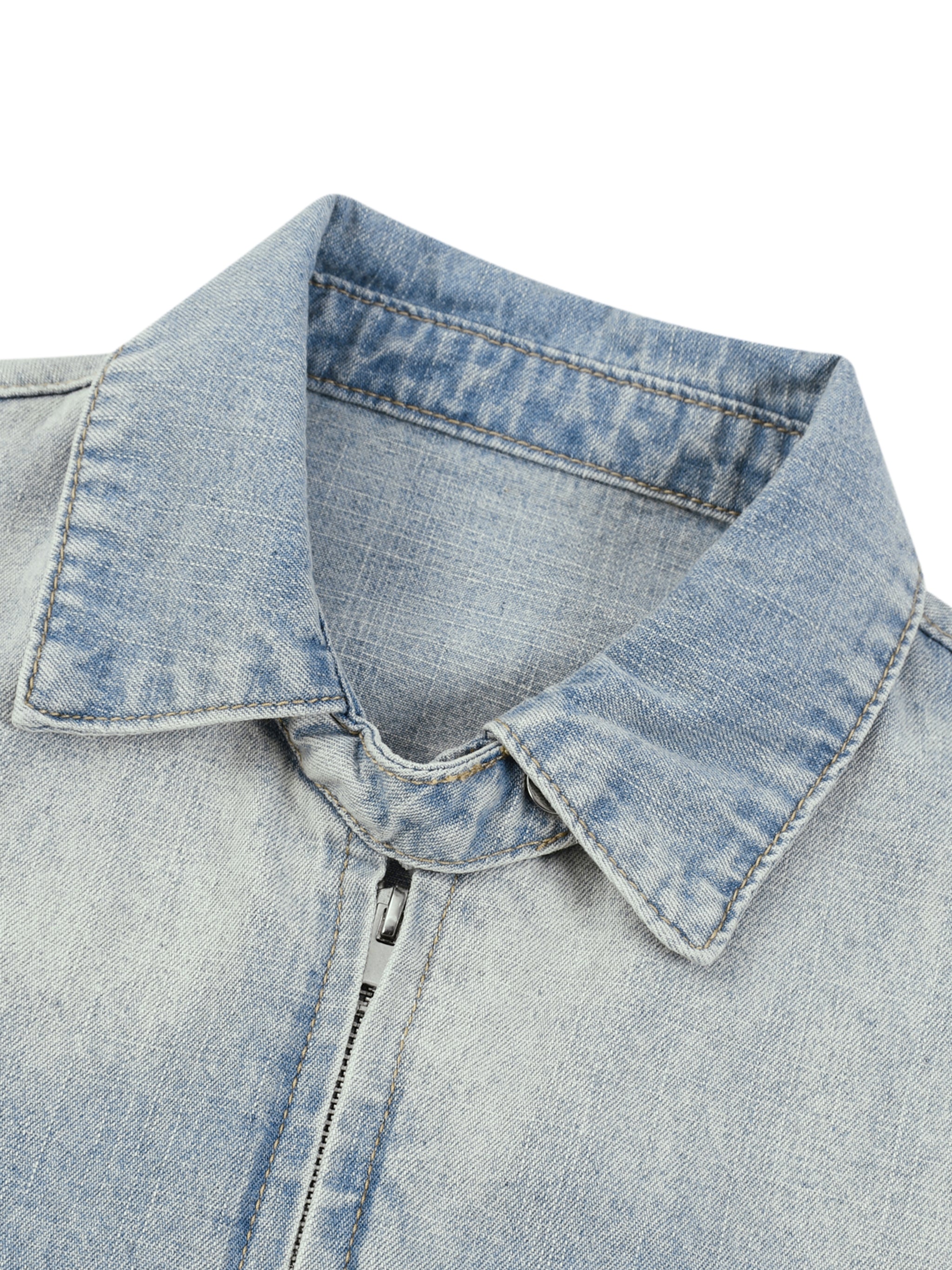 Maison Trixy Vintage Wash Full-Zip Denim Jacket