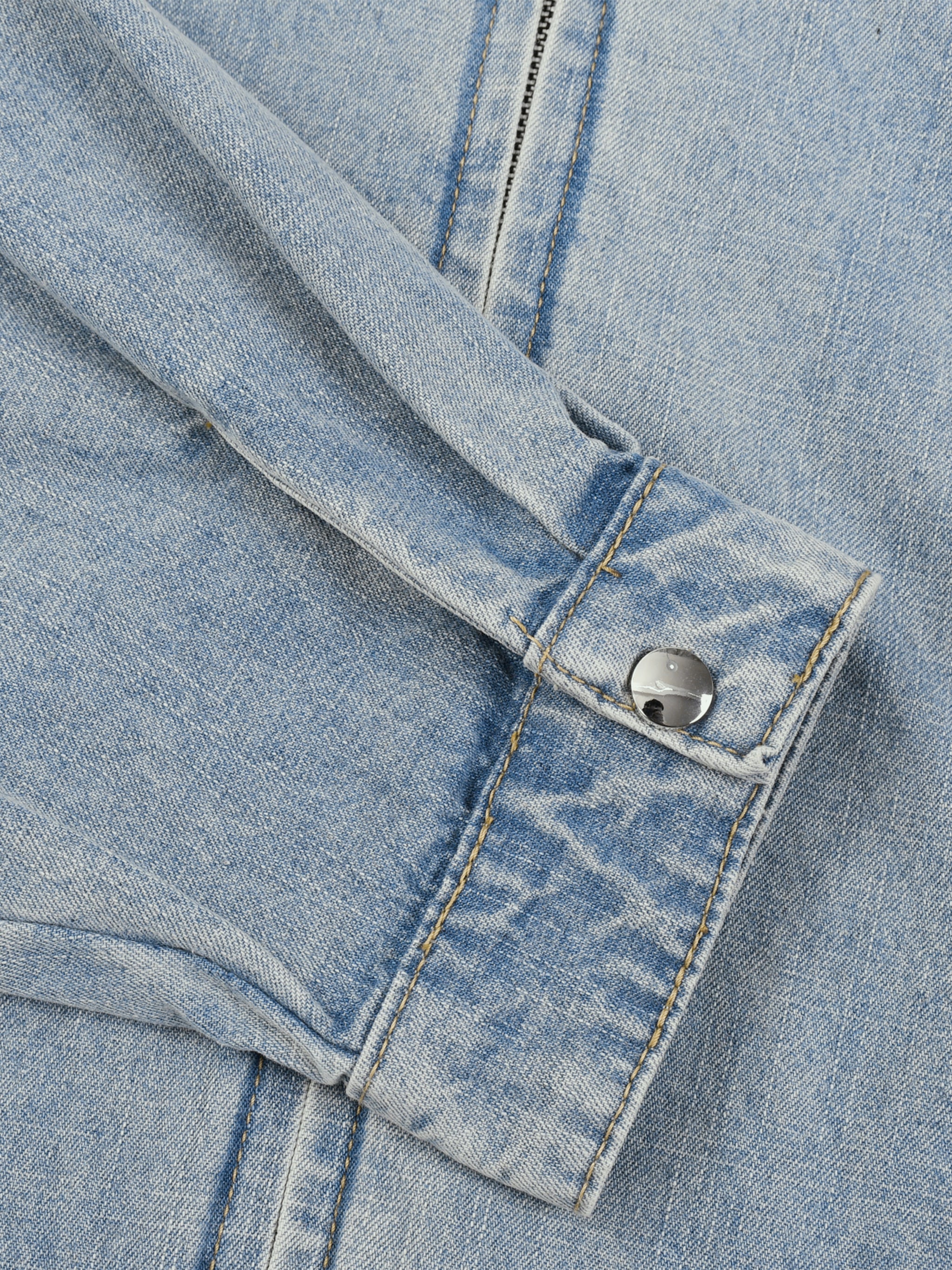 Maison Trixy Vintage Wash Full-Zip Denim Jacket