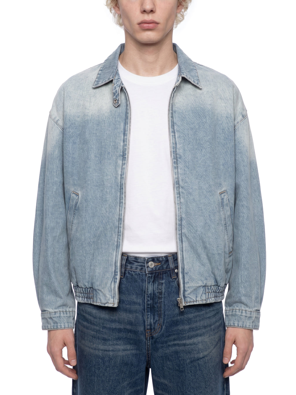 Maison Trixy Vintage Wash Full-Zip Denim Jacket