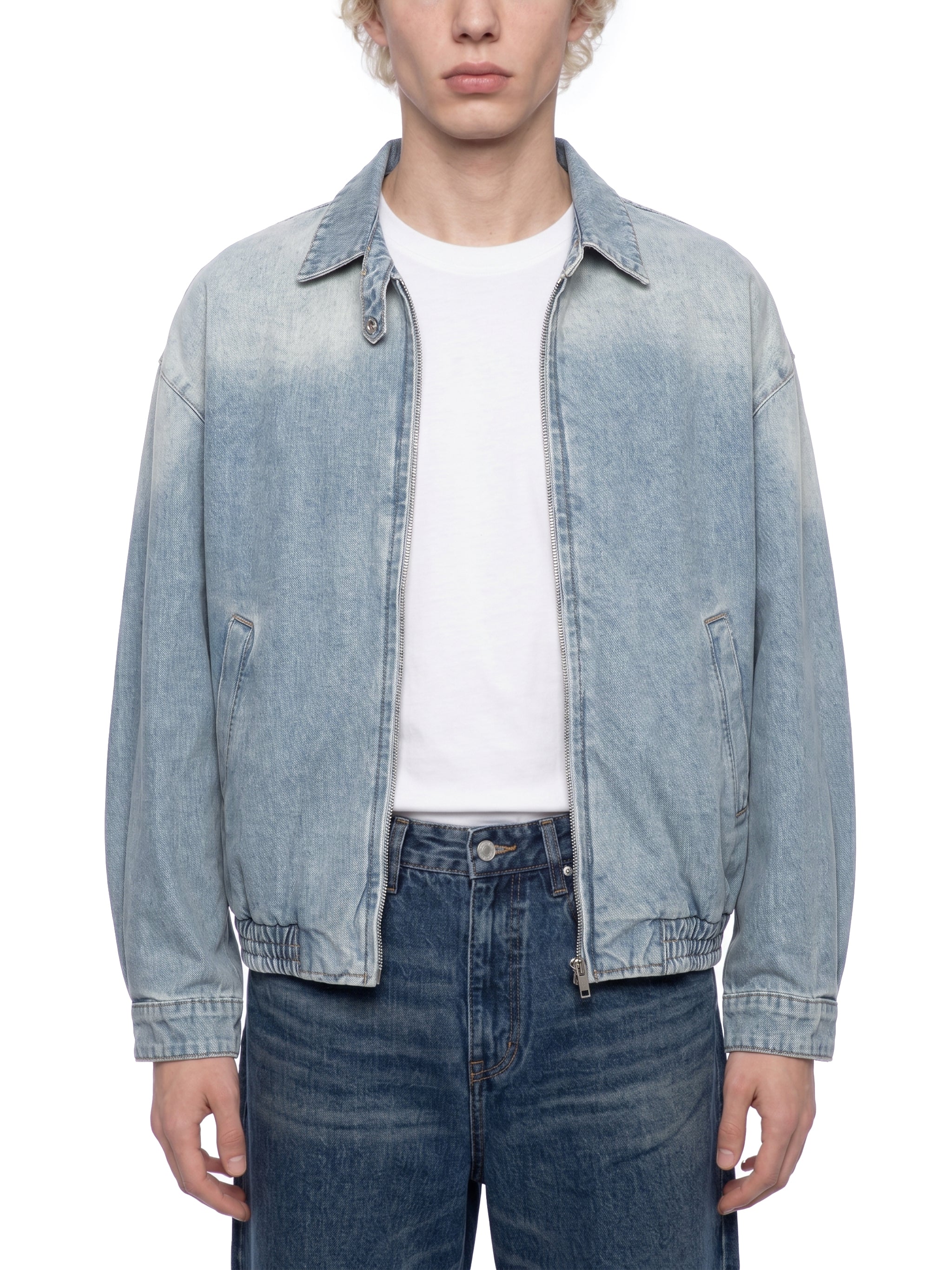 Maison Trixy Vintage Wash Full-Zip Denim Jacket