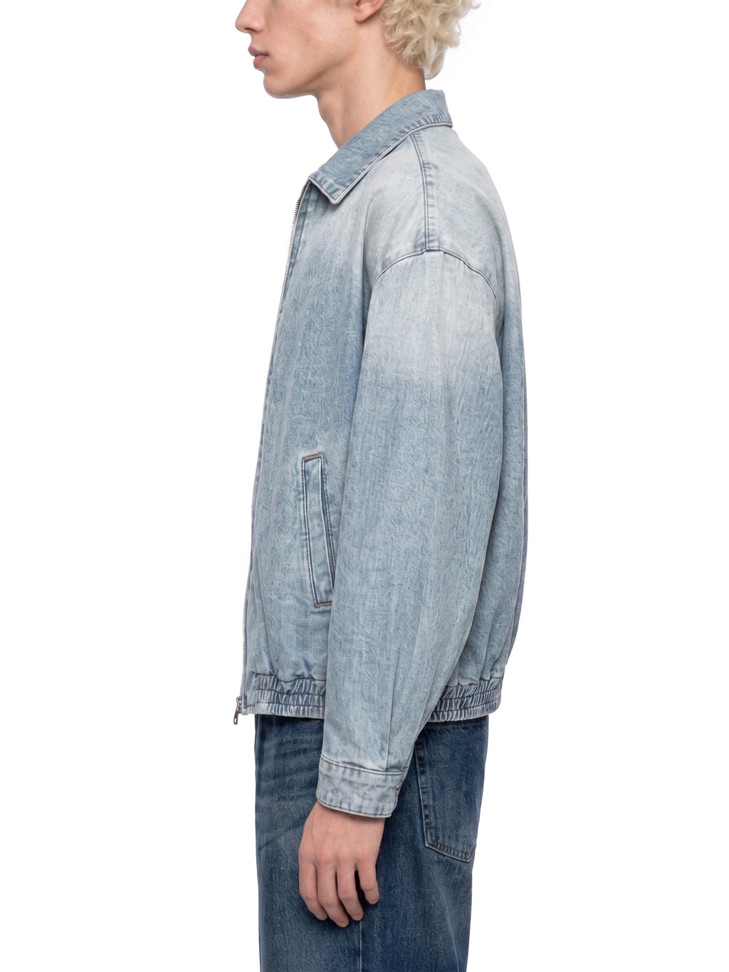 Maison Trixy Vintage Wash Full-Zip Denim Jacket