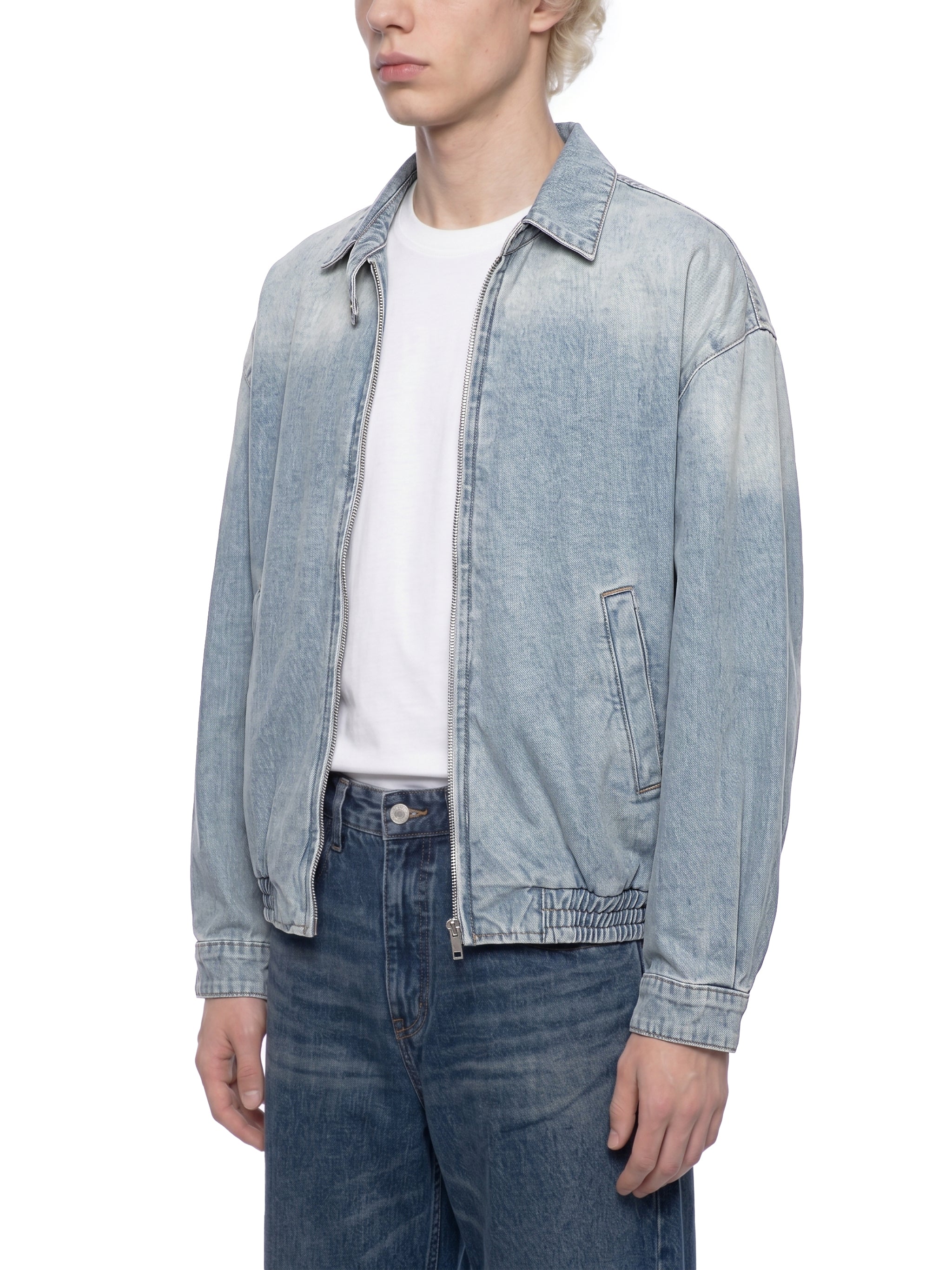 Maison Trixy Vintage Wash Full-Zip Denim Jacket