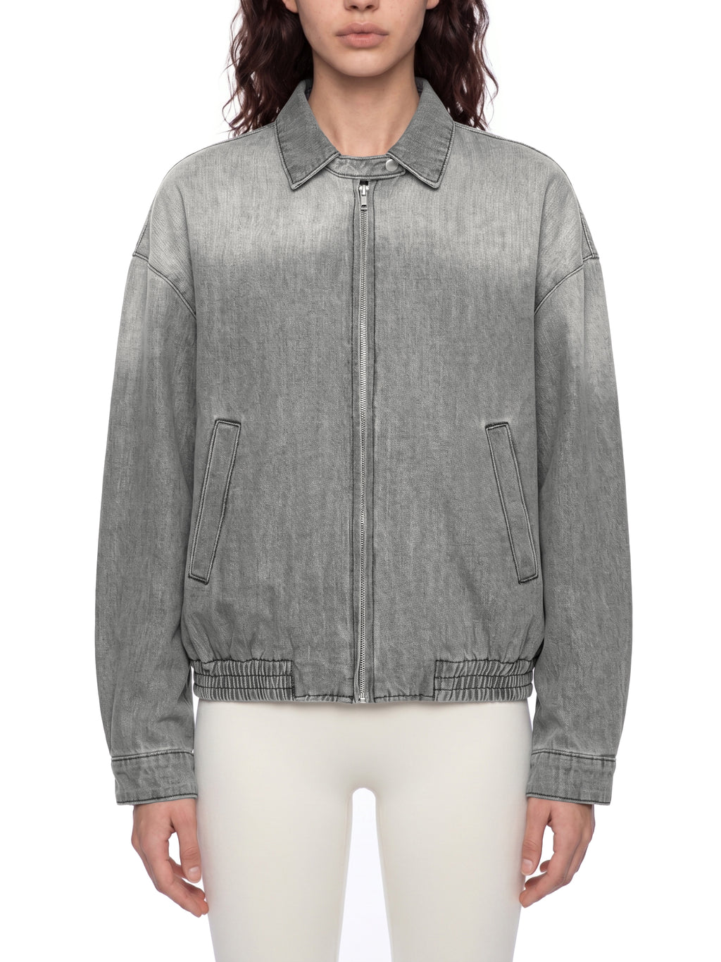 Maison Trixy Vintage Wash Full-Zip Denim Jacket