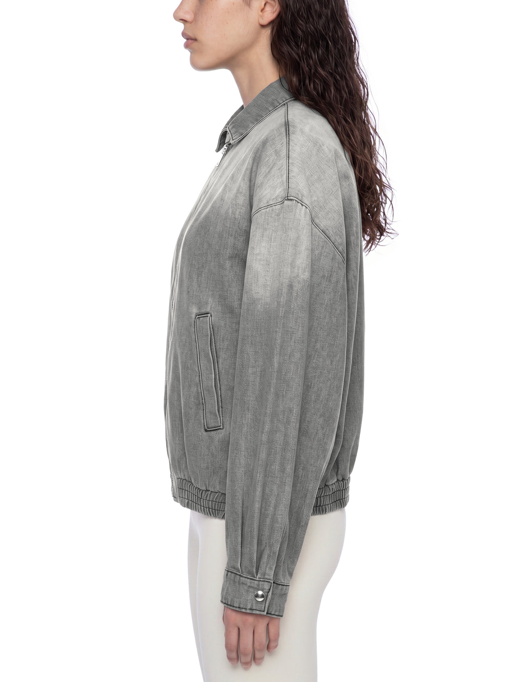 Maison Trixy Vintage Wash Full-Zip Denim Jacket
