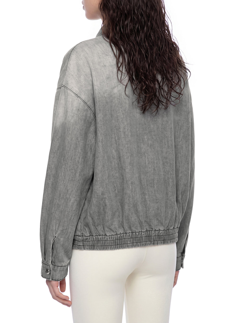 Maison Trixy Vintage Wash Full-Zip Denim Jacket