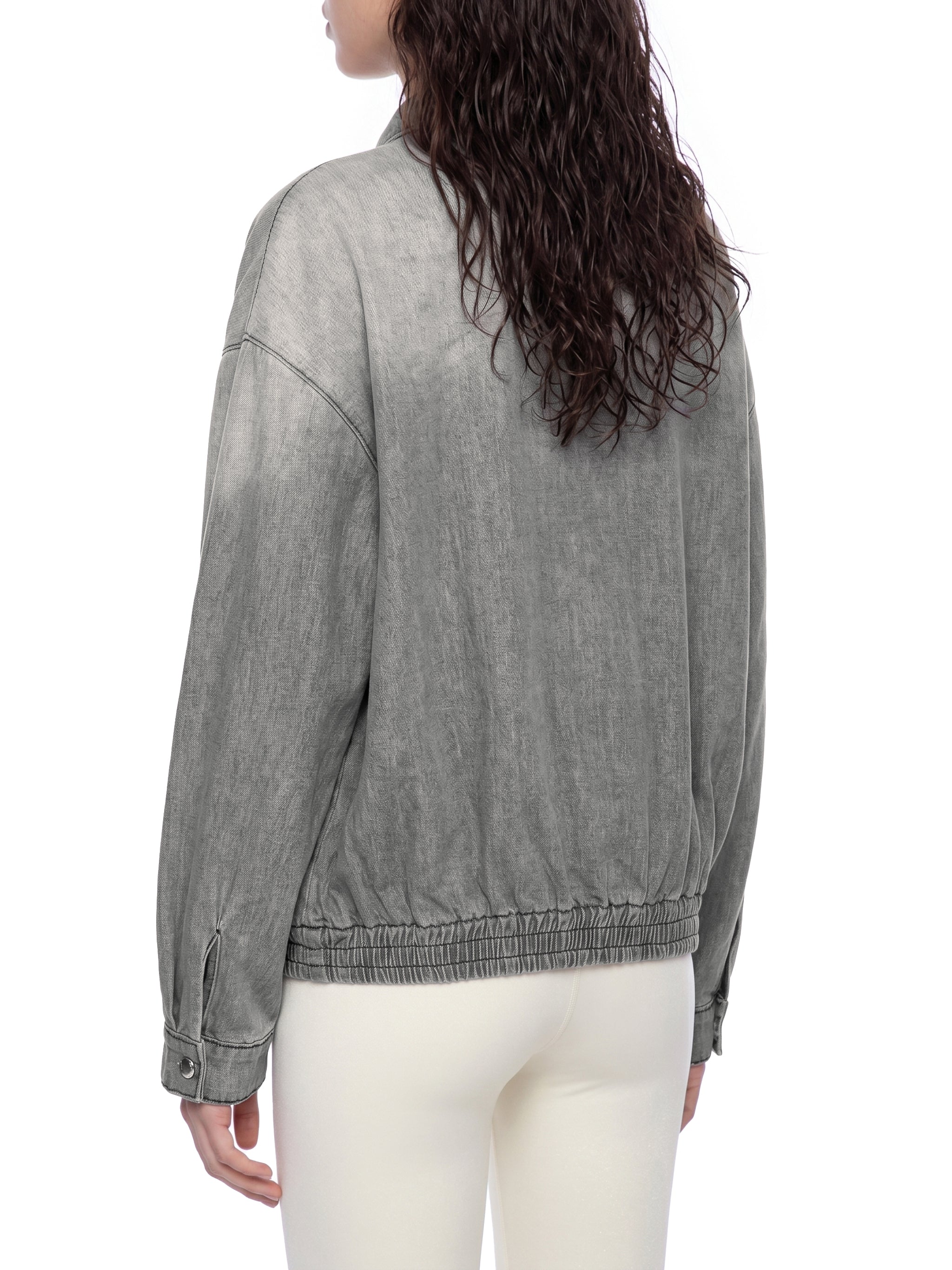Maison Trixy Vintage Wash Full-Zip Denim Jacket