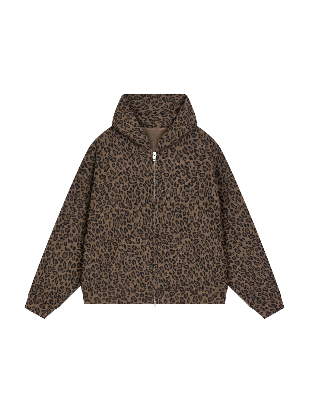 Trixy Corp New logo  Leopard Print Waffle Full Zip Hoodie