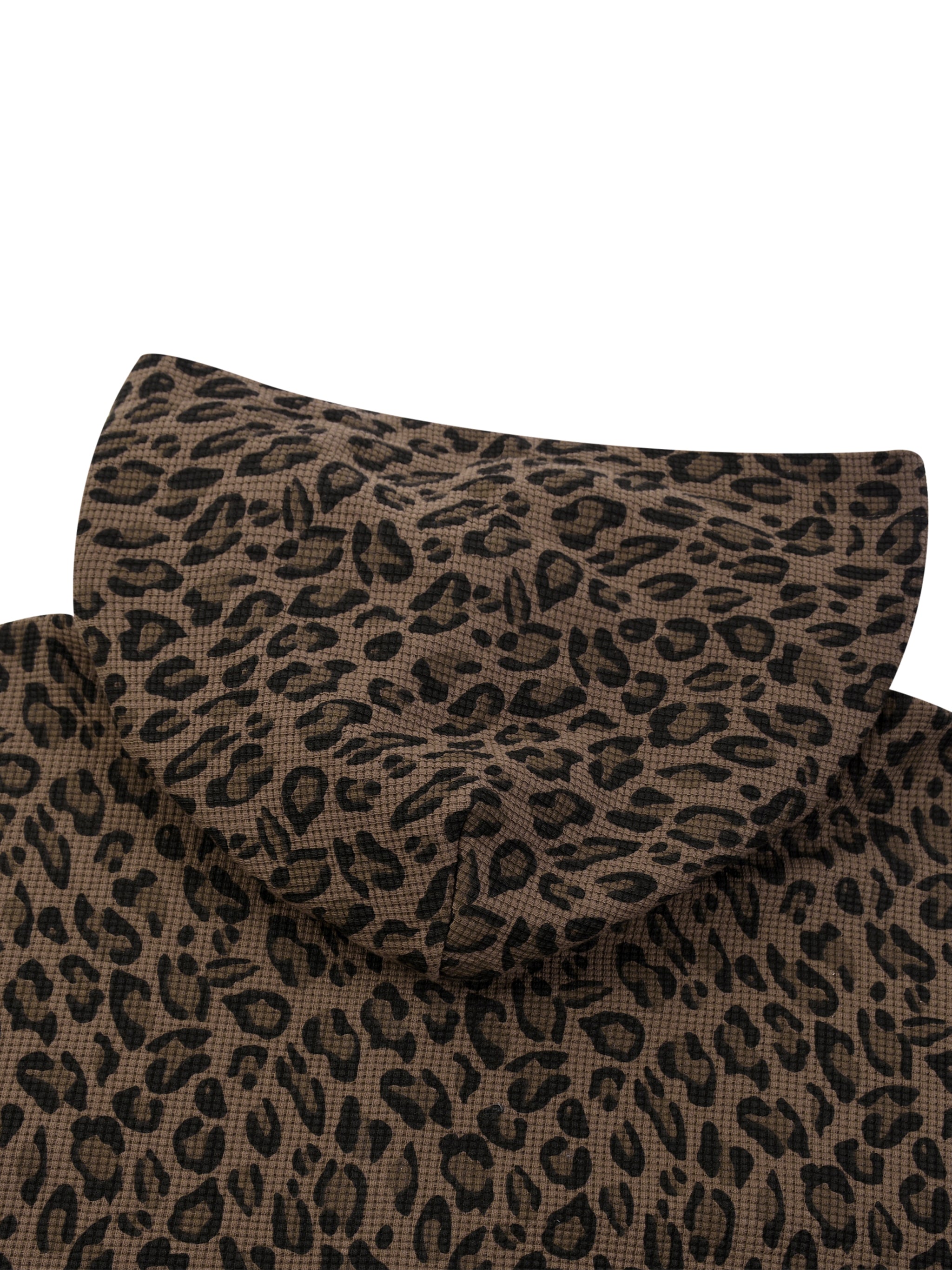 Trixy Corp New logo  Leopard Print Waffle Full Zip Hoodie