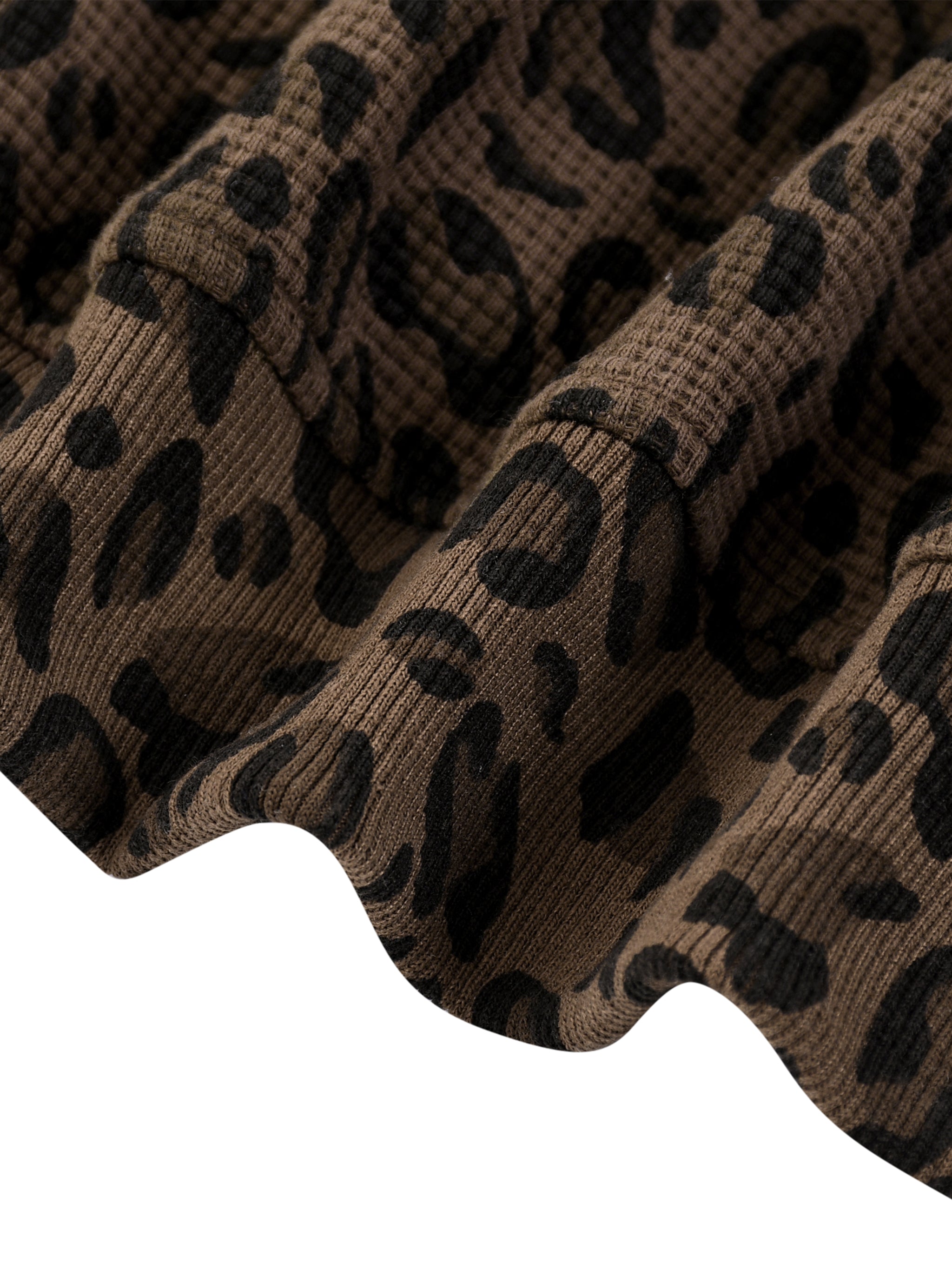 Trixy Corp New logo  Leopard Print Waffle Full Zip Hoodie