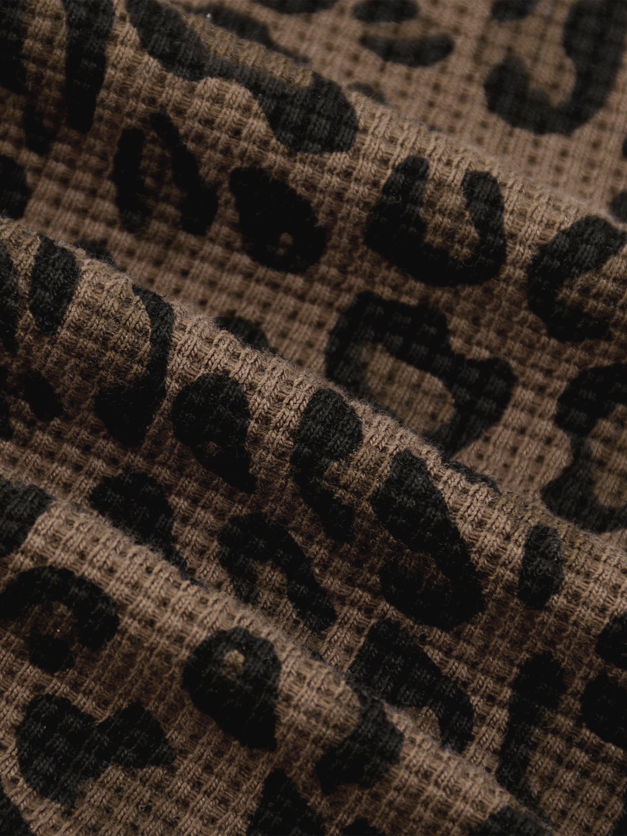 Trixy Corp New logo  Leopard Print Waffle Full Zip Hoodie