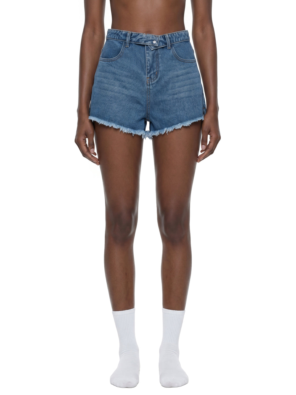 Maison Trixy Women’s Vintage Wash High Rise Denim Shorts