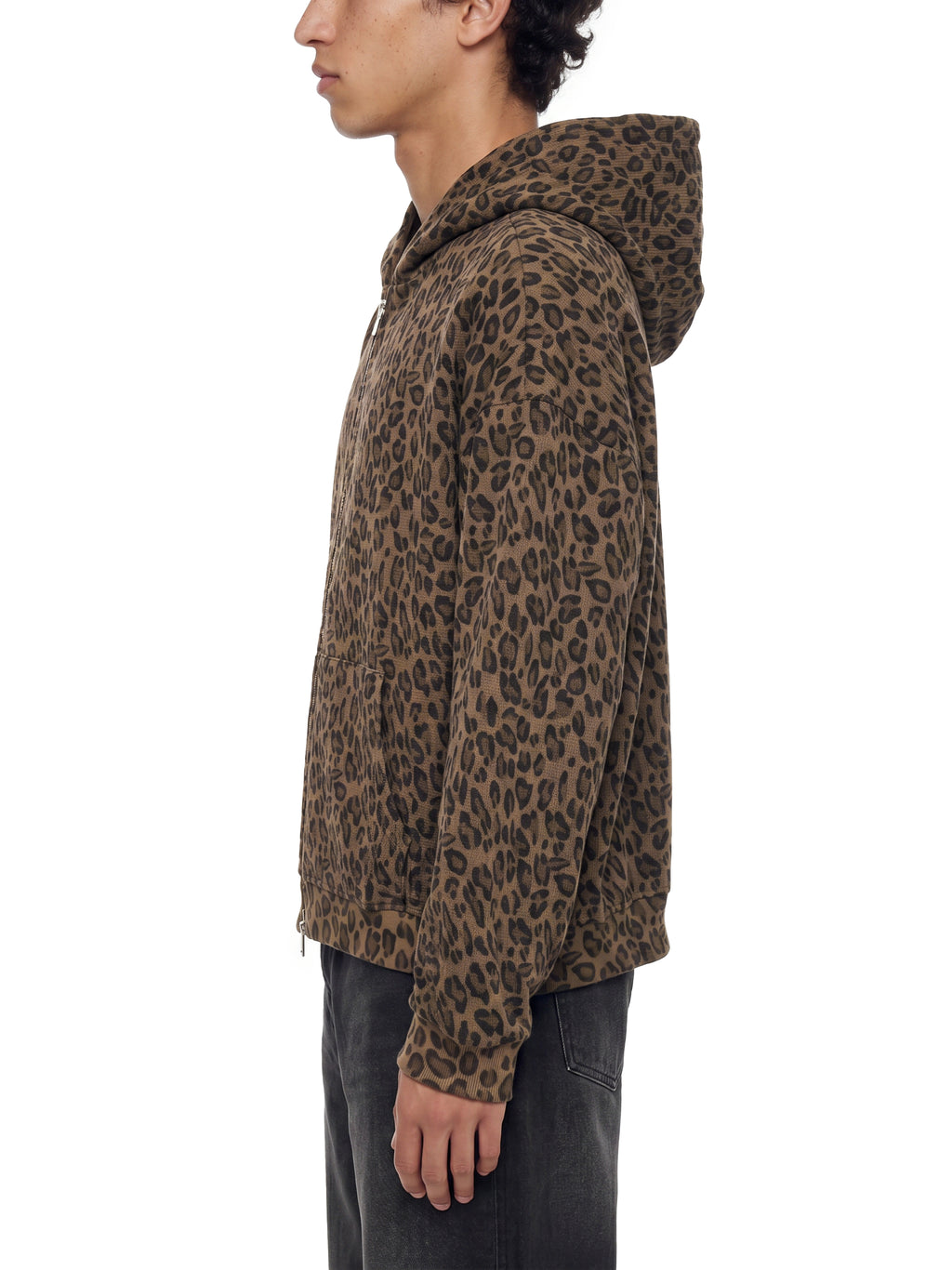 Trixy Corp New logo  Leopard Print Waffle Full Zip Hoodie