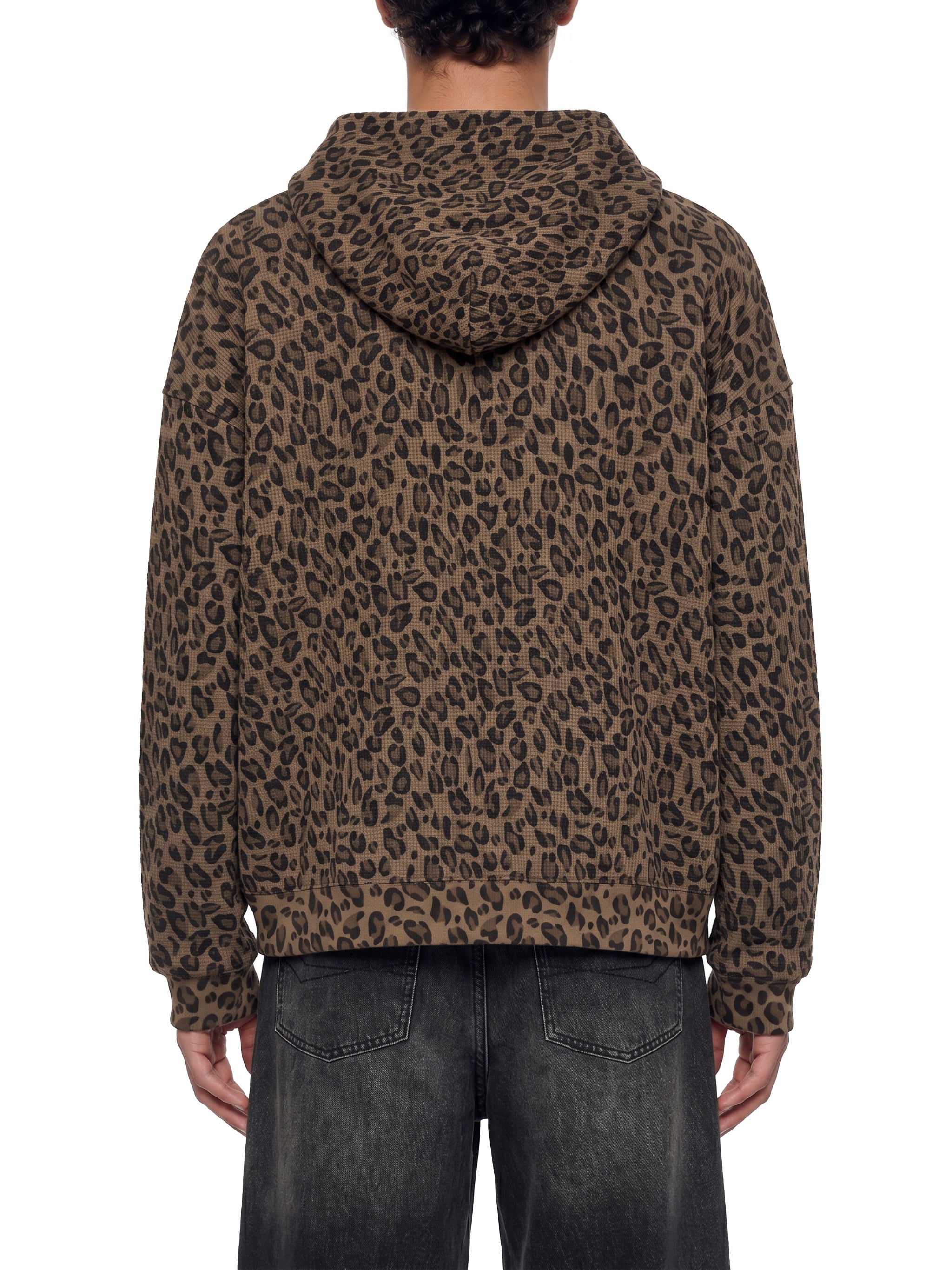 Trixy Corp New logo  Leopard Print Waffle Full Zip Hoodie