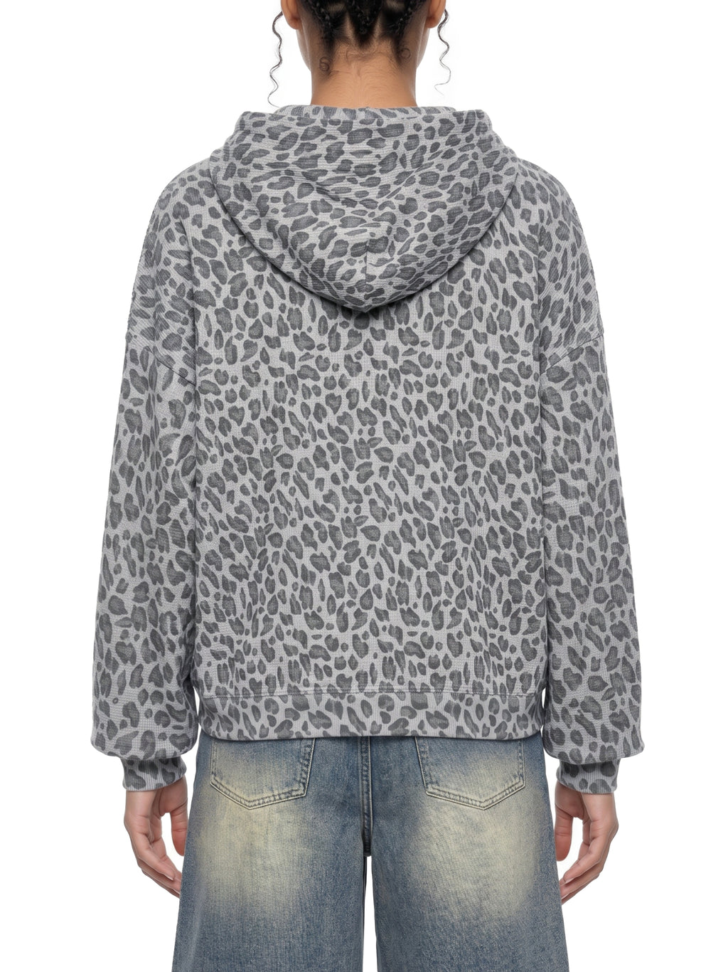 Trixy Corp New logo  Leopard Print Waffle Full Zip Hoodie